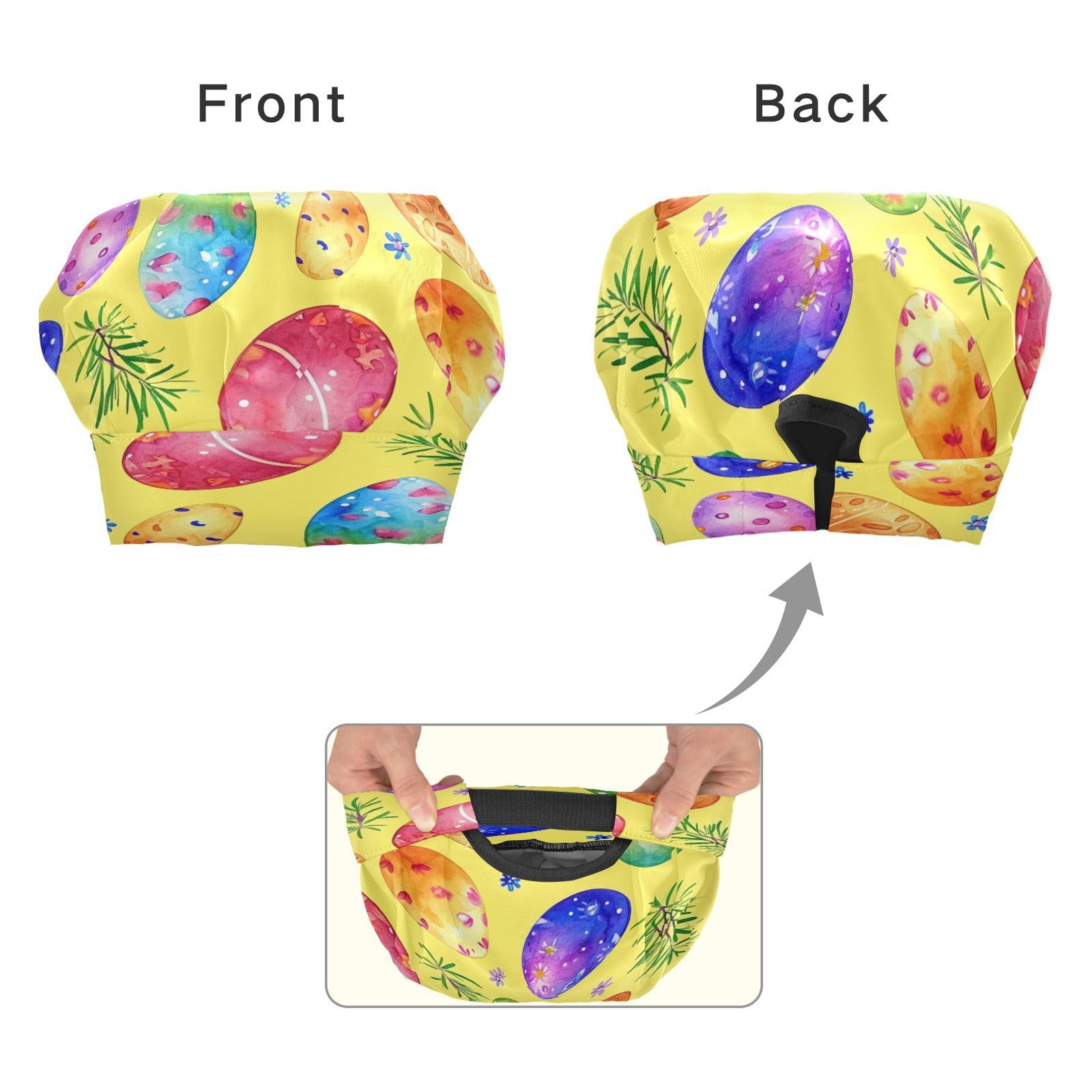 Bulletgxll Colorful Eggs Kids Apron and Chef Hat Set Adjustable Bib Aprons with Pockets for Cooking Baking Painting