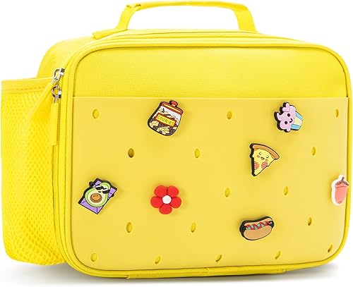 Miniatura 8 de Lonchera térmica para niños, bonita lonchera reutilizable para la escuela, picnic, regalos de cumpleaños para niñas (rosa) Rosado,Negro