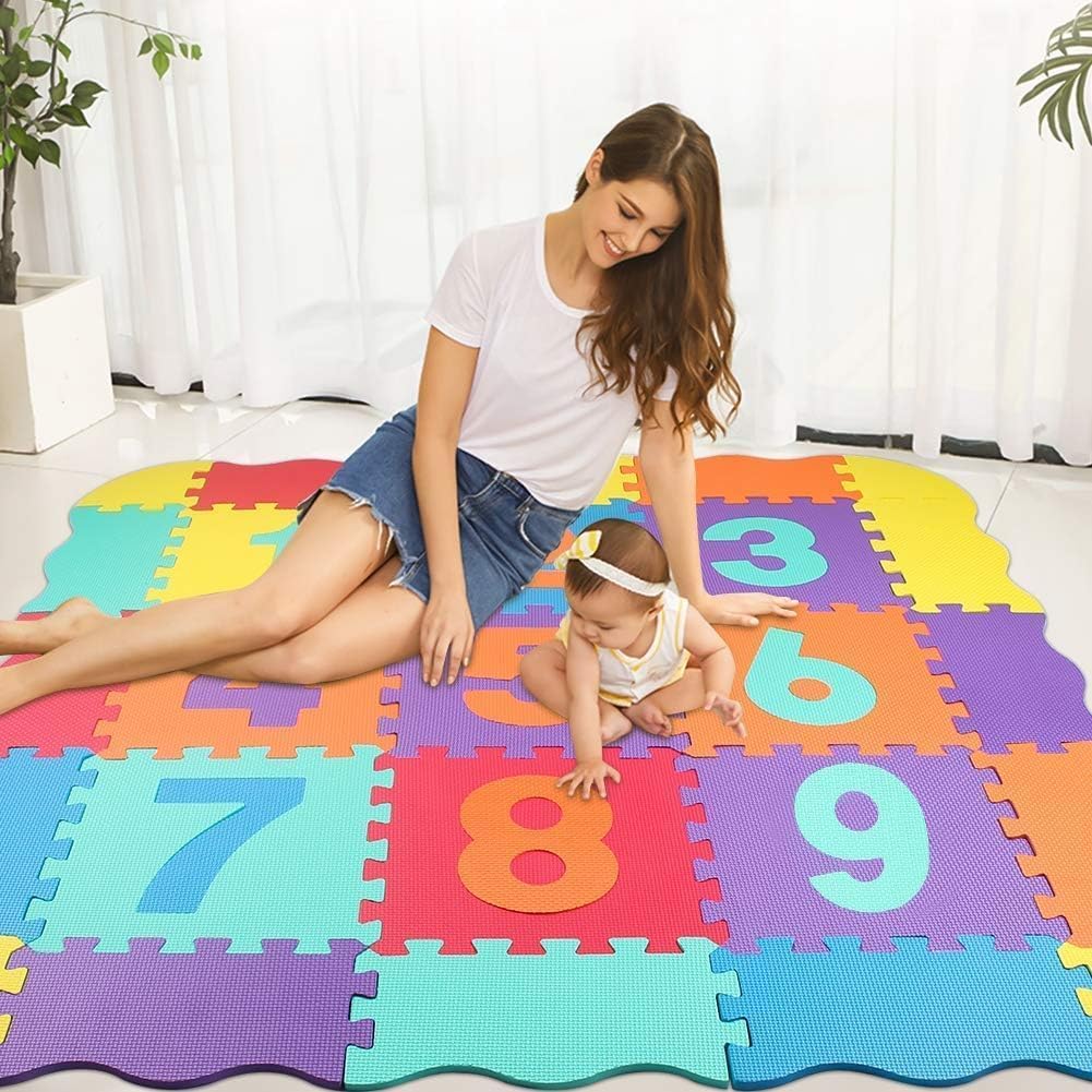 Alfombra Puzle para Niños 120x120 cm,Alfombra Juego Puzzle Infantil - 25 Piezas Goma EVA 30x30x1cm, Alfombra Puzzle Bebe Suelo Colchoneta Guardería, Habitación Infantil y Hogar