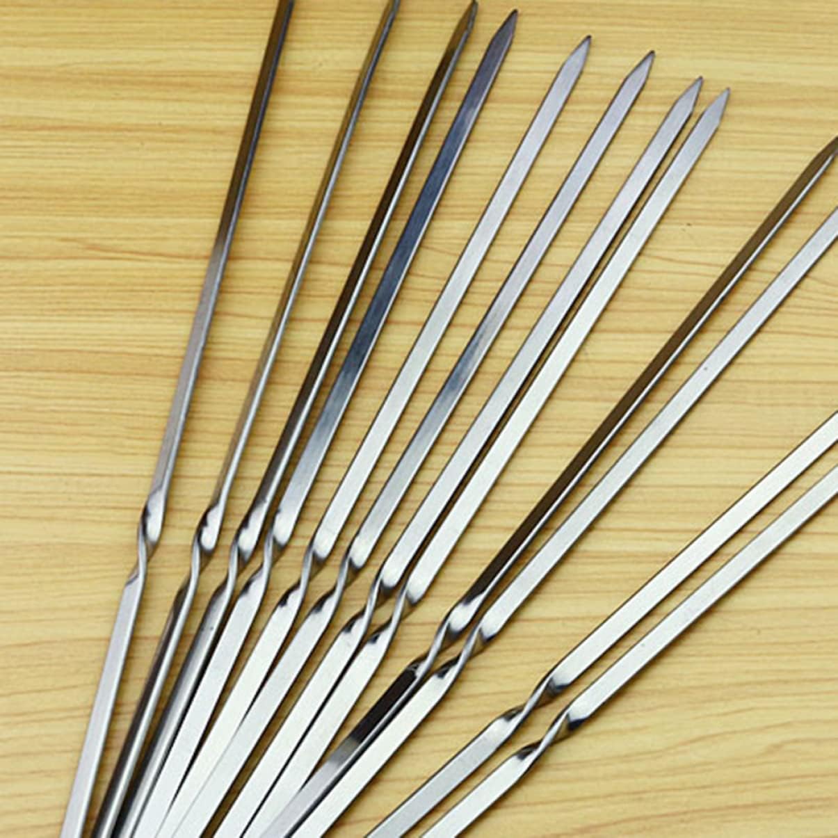 Cabilock 20pcs Stainless Steel Bbq Skewers Wide Grilling Skewers for Kabobs Reusable Bbq Sticks Long Food-grade Metal for Outdoor