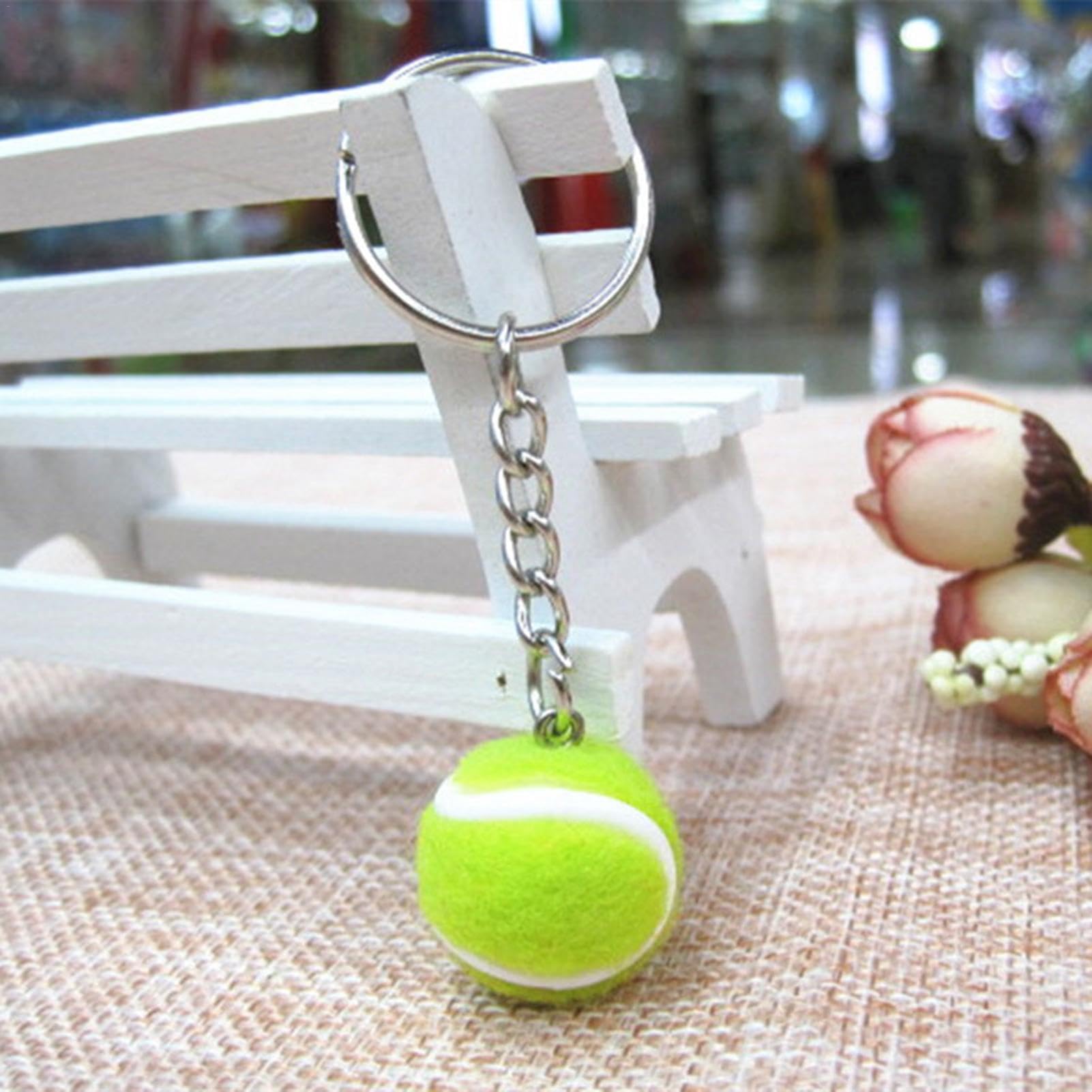 Portachiavi Da Tennis - Piccola Palla, Sfera e Sportivo | Ciondolo Unico per Borsa e Auto, Giocattoli per Premio Scolastico