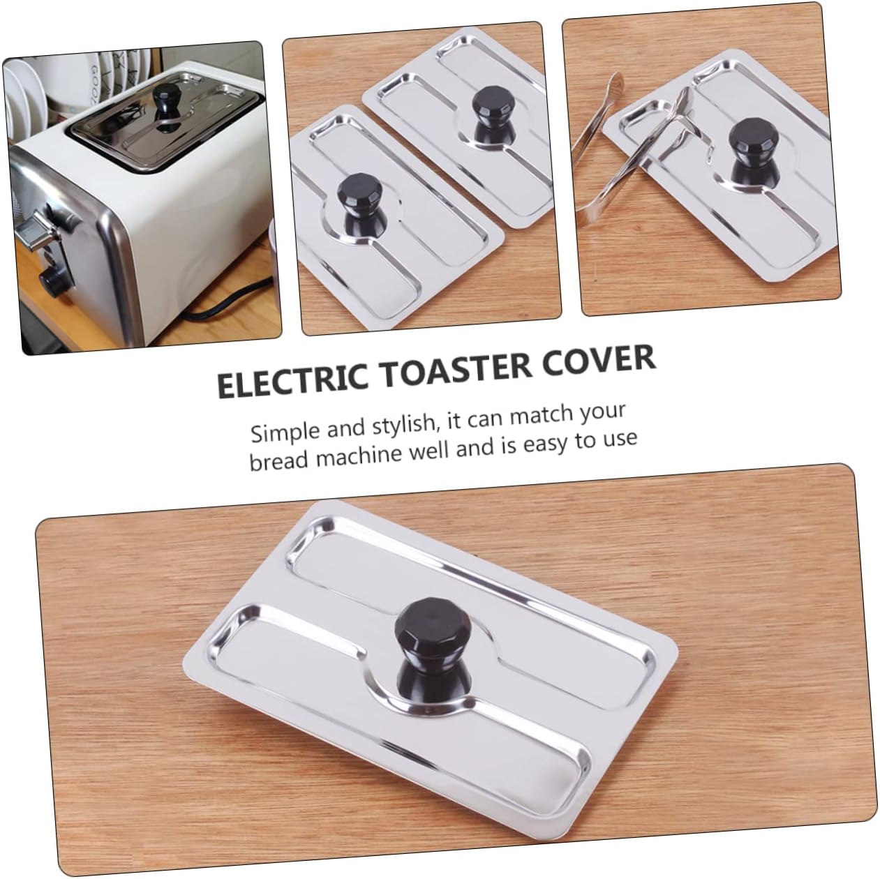 PRETYZOOM 2pcs Stainless Steel Toaster Cover Multi-purpose Bread Maker Lid for Kitchen Protection and Easy to Use Suitable for Standard Slice Toasters and Automatic Bread Machines