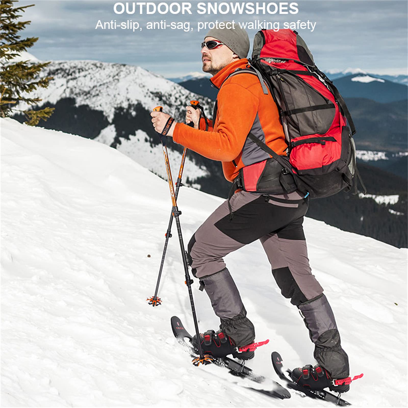 Ciaspole all Terrain,Racchette da Neve in Lega di Alluminio,Attacchi A Cricchetto Regolabili,con Bastoncini da Trekking E Borsa Tote,Set di Ciaspole Leggere per Adulti Uomini Donne Giovani,30"