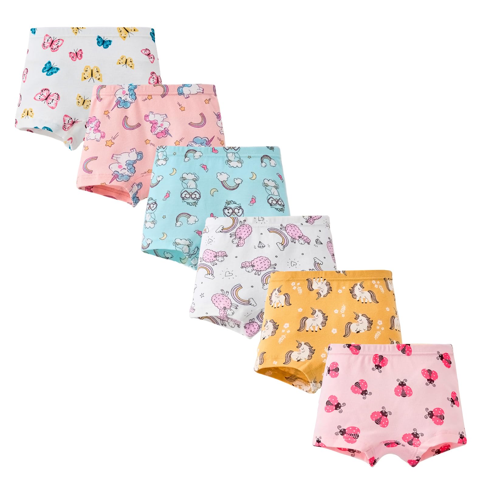 Soft Cotton Girls Panties Cute Toddler Underwear with 6 Packs age 2-10