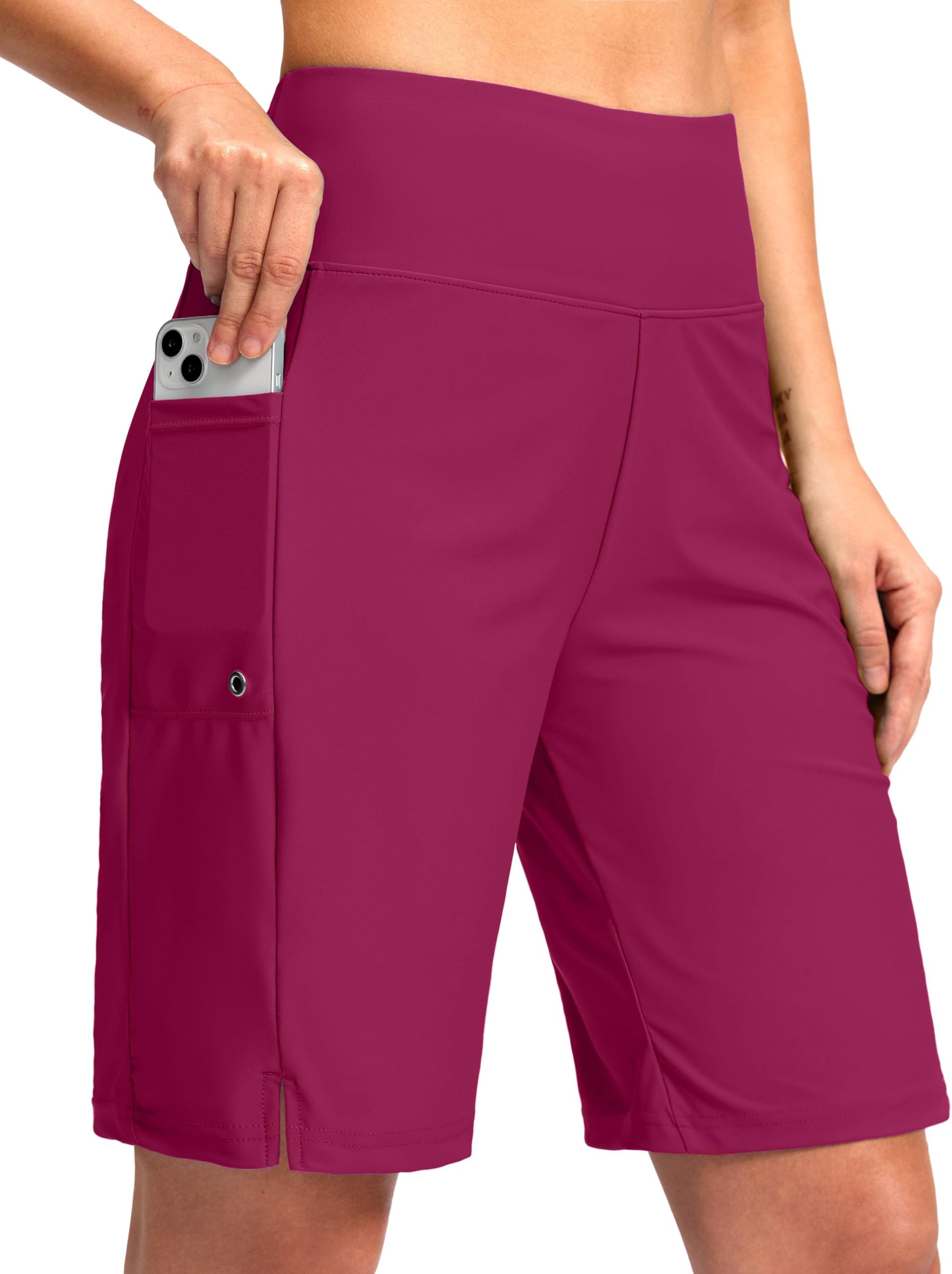 Women's 9" Long Swim Board Shorts with Pockets High Waisted Knee Length Beach Swimming Shorts for Women with Liner