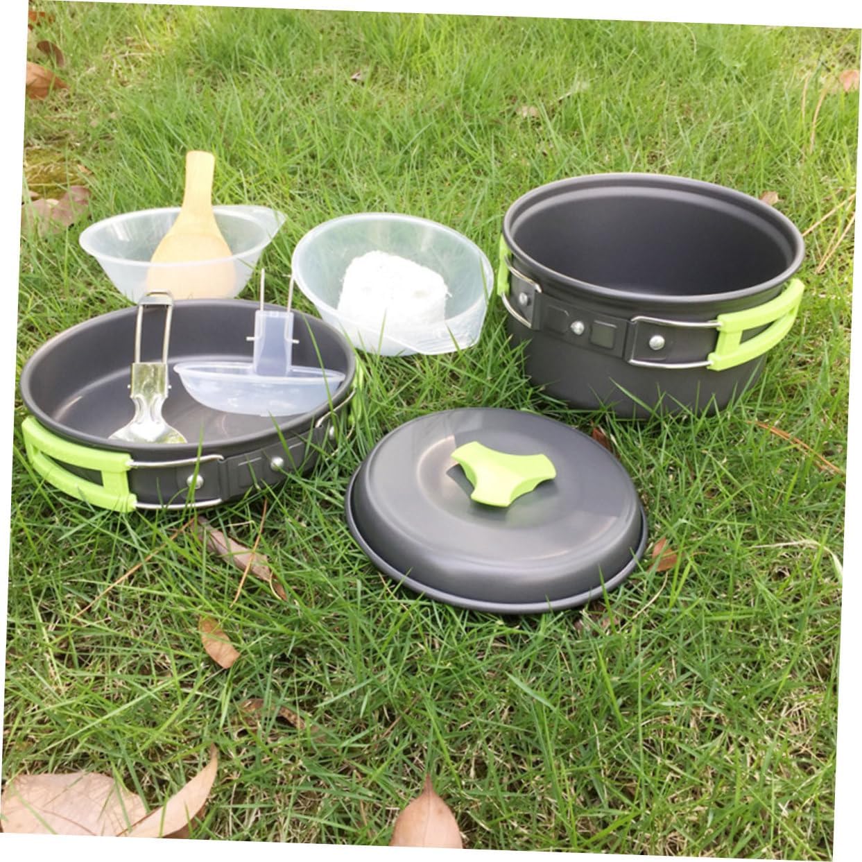 Mikikit One Portable Cookware Kit Camping Cookware Pots Frying Pan Cutlery for Persons Outdoor Cooking Essentials