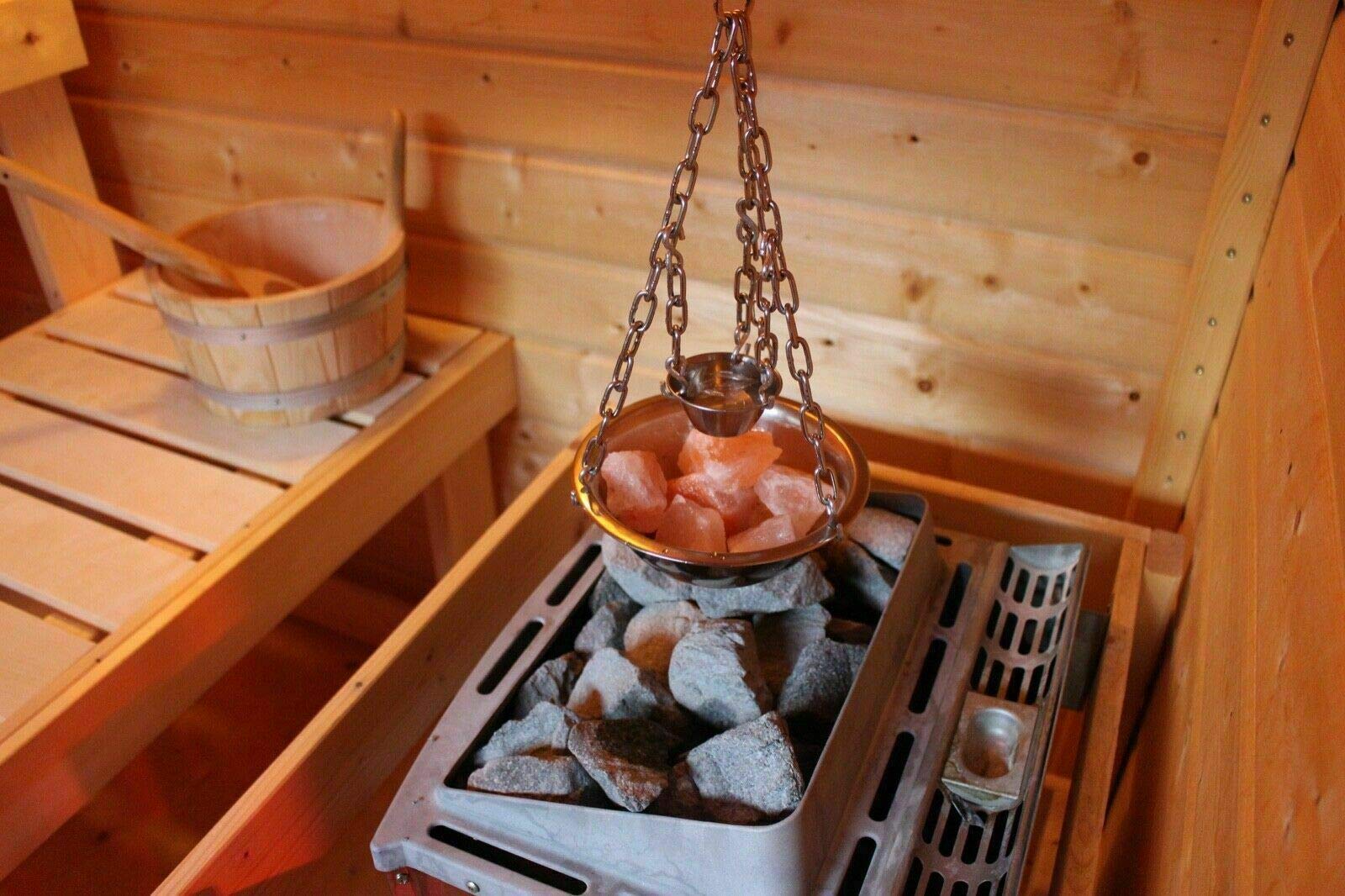 Sauna Verdampferschale Kräutertopf Edelstahl für Sauna und Spa Aroma Aufguss - 16cm, Muster: Saunaschale mit Verdampferschale inkl. Zubehör