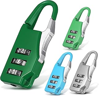 Paquete de 4 Candados de Combinación para Taquillas Candado de Seguridad de 3 Dígitos Códigos con Cuerpo de Aleación Cerradura de Maleta (Azul Cielo, Verde Claro, Verde Marino, Plateado)