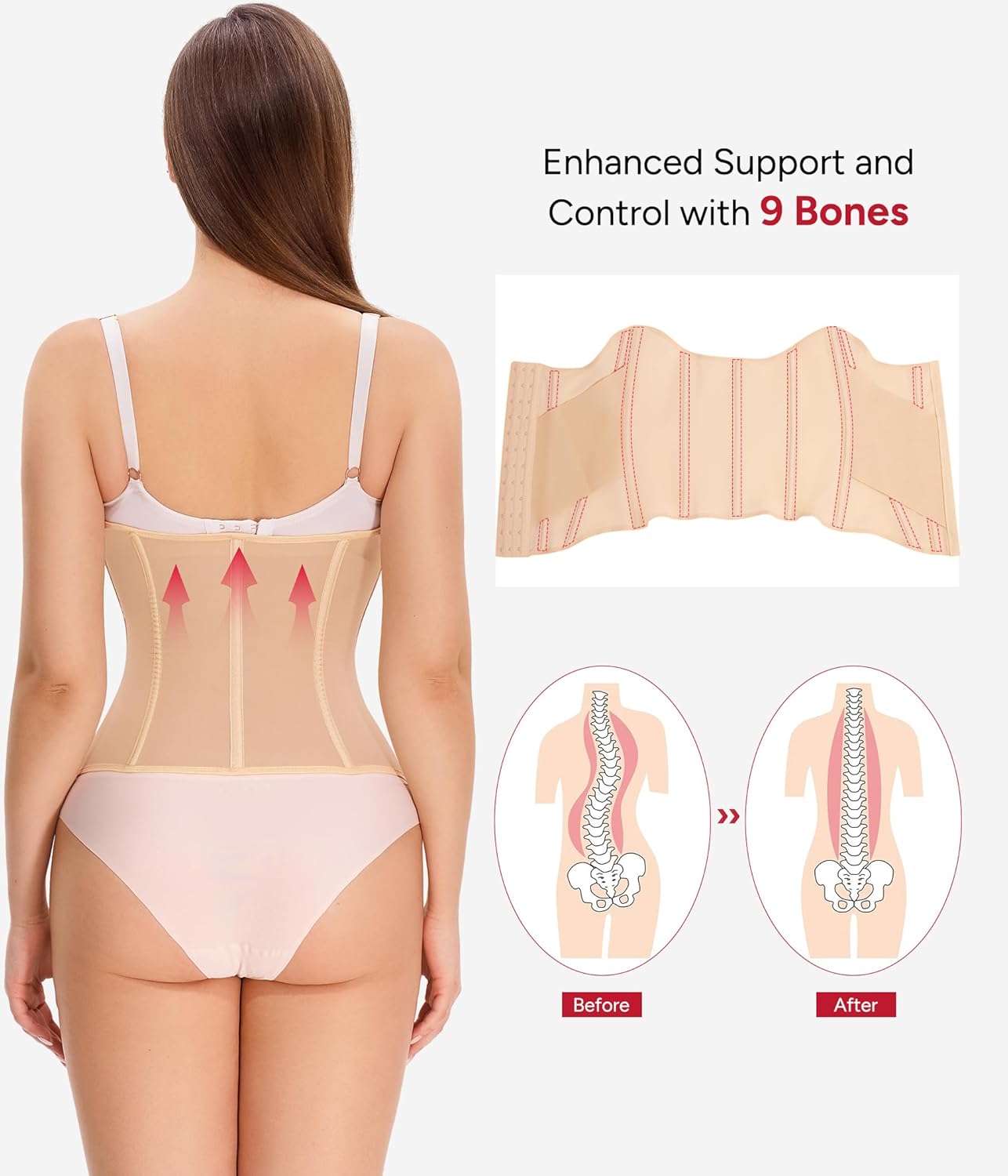 Nebility Waist Trainer for Women Corset Shapewear - Mesh Faja Body Shaper Waist Cincher Tummy Control Girdle Daily Wear - Image 3