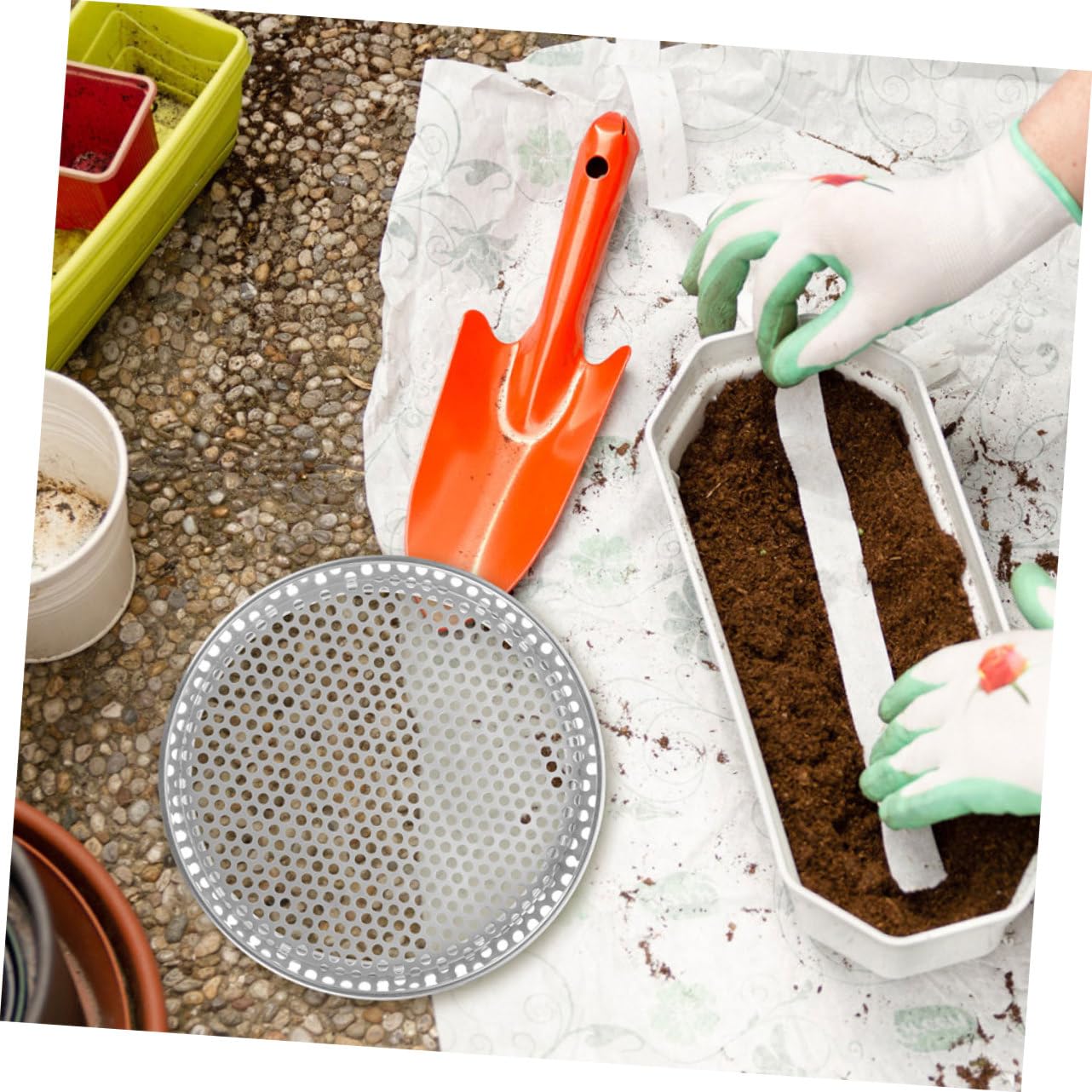 Soil Sifter for Gardening Sieve Portable Lab Sieve Stainless Steel Mesh