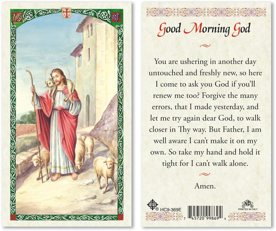 Good Morning God Jesus Shepherd Laminated Prayer Cards - Pack of 25- English