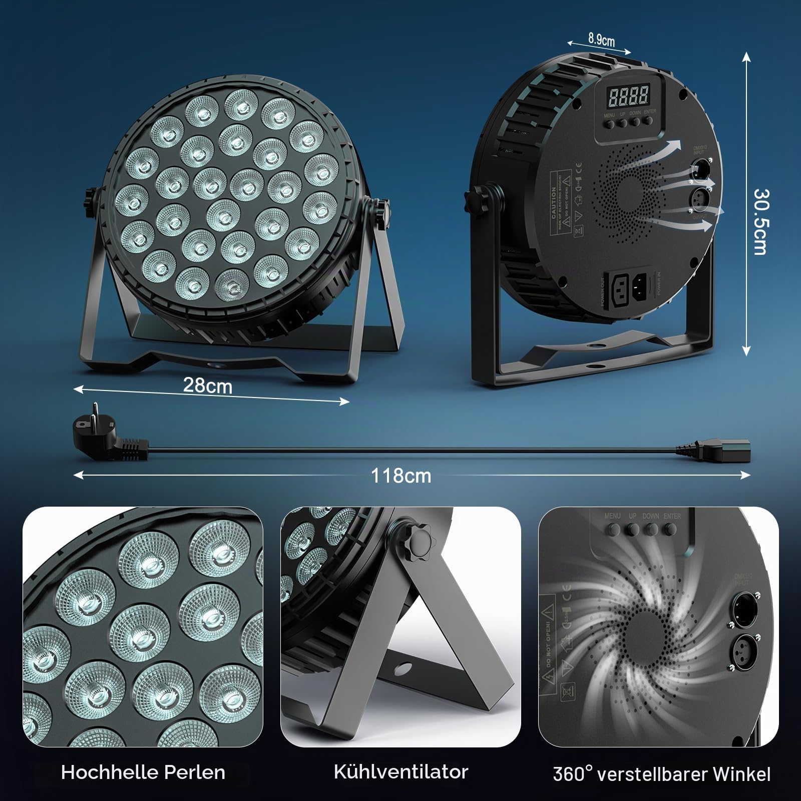 4PCS 216W LED Par Scheinwerfer, 27 x 8W RGBW LED Par Strahler DMX Discolicht mit Fernbedienung 6 Modi Effektstrahler Partylicht für DJ, Party, Show, Weihnachten, Halloween, Hochzeit