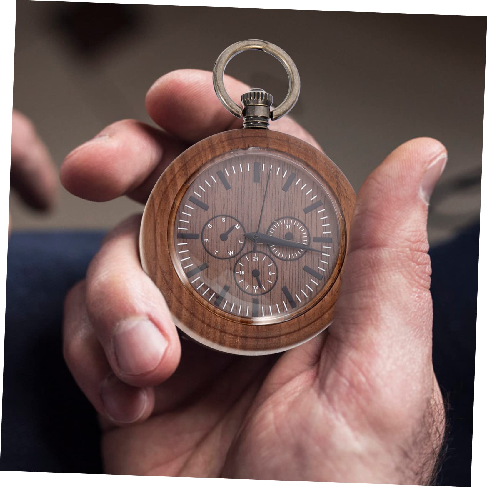 2 Piezas Reloj de Bolsillo Antiguo de Madera Reloj Steampunk decoración Retro Relojes Retros Relojes de Bolsillo de los los niños Miran el Juguete Vidrio