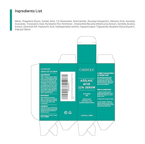 Miniatura 8 de Azelaic - Suero de ácido tópico al 12% para la cara, removedor de manchas oscuras con ácido tranexámico, ácido salicílico, niacinamida y centella