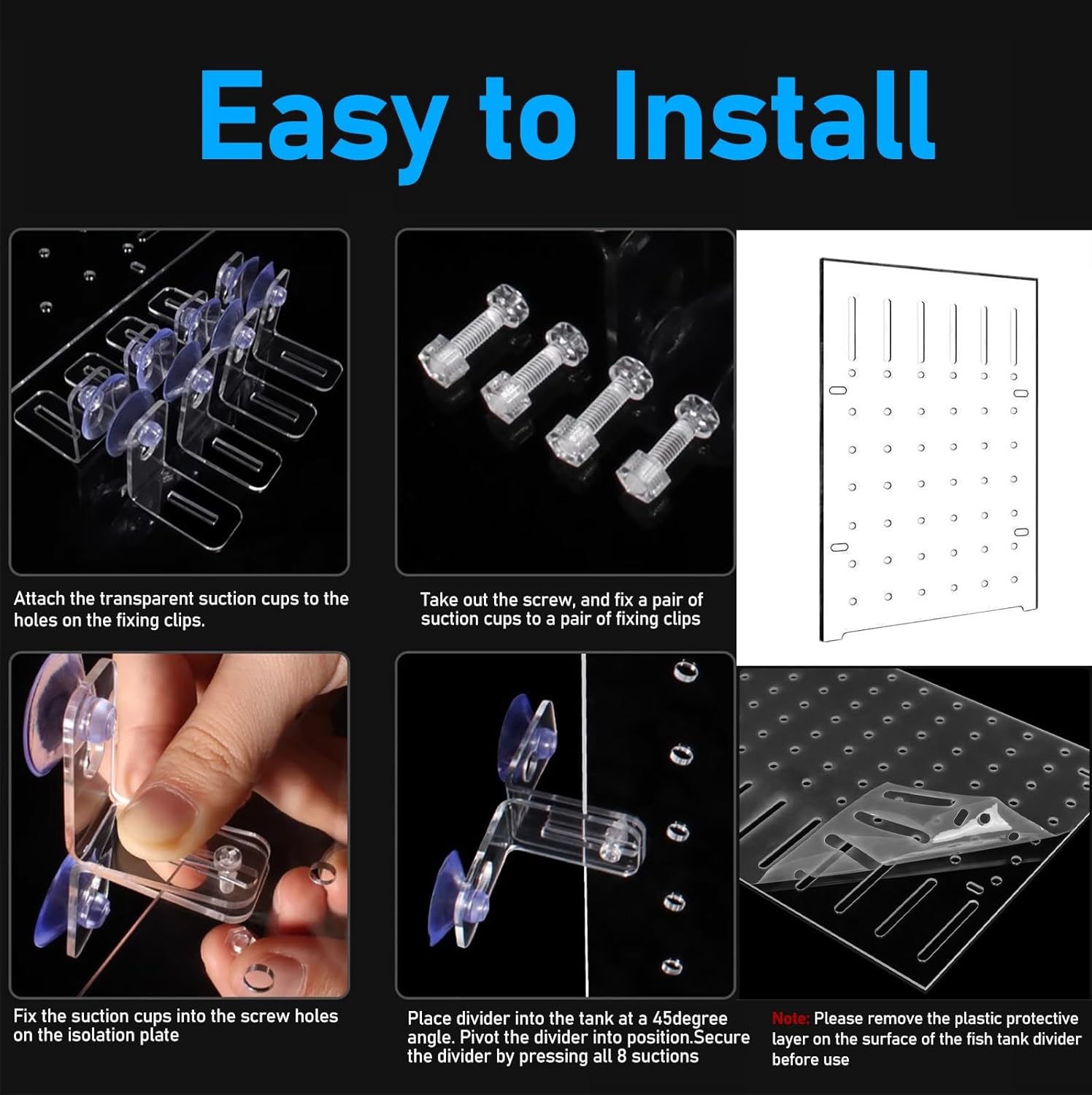 Acrylic Fish Tank Divider - Clear Aquarium Separator, Baffle Plate for Fish Partitioning, 40x50cm (15.7x19.7in) - Create Unique Aquatic Environments with Easy Install Net