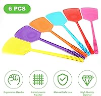 Vista 6 de Fly Swatter,Plastic Flyswatters Multi-Pack,6 Bulk Vibrant Colorful Fly Killer,Long Handle Bug Swatter for Indoor and Outdoor