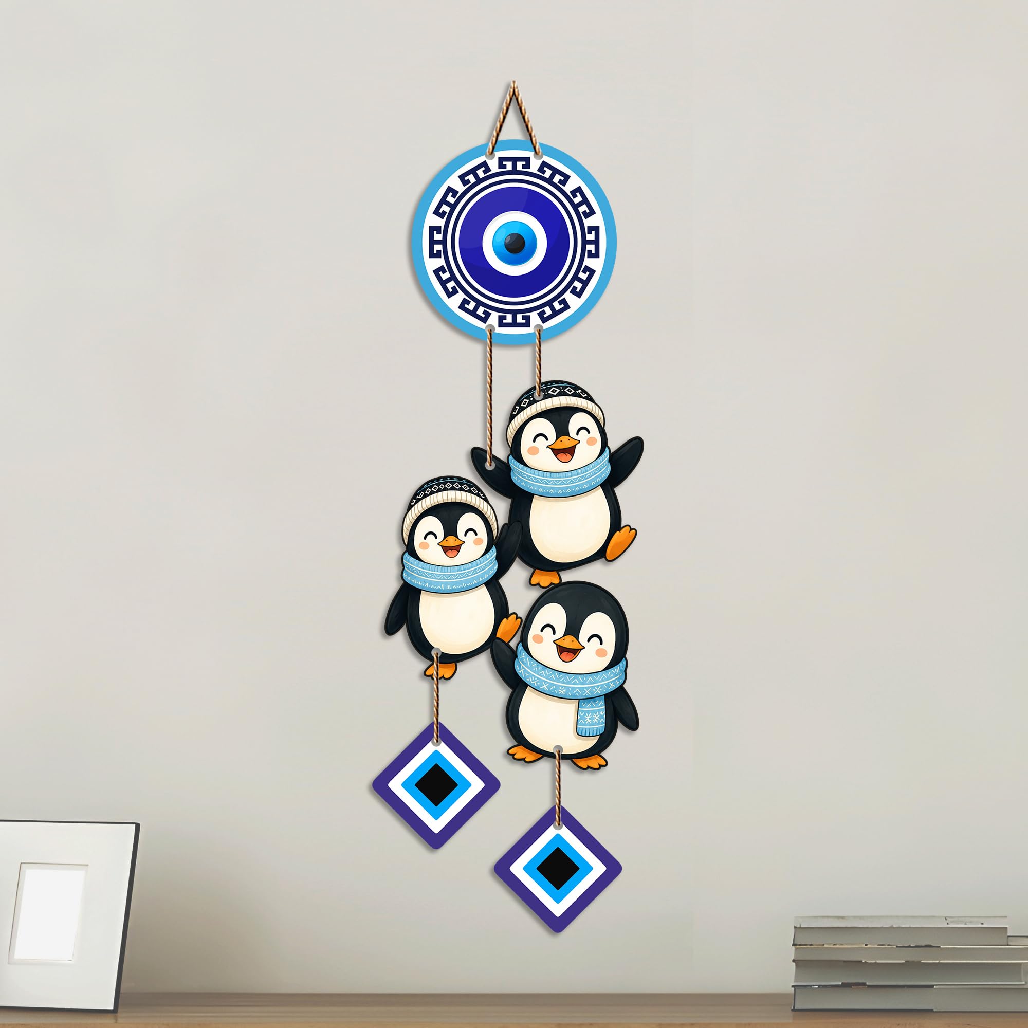 Cute Penguin Eye Wall Hanging - Nazar Protection -4 Cute Penguin Eye Wall Hanging - Nazar Protection -4