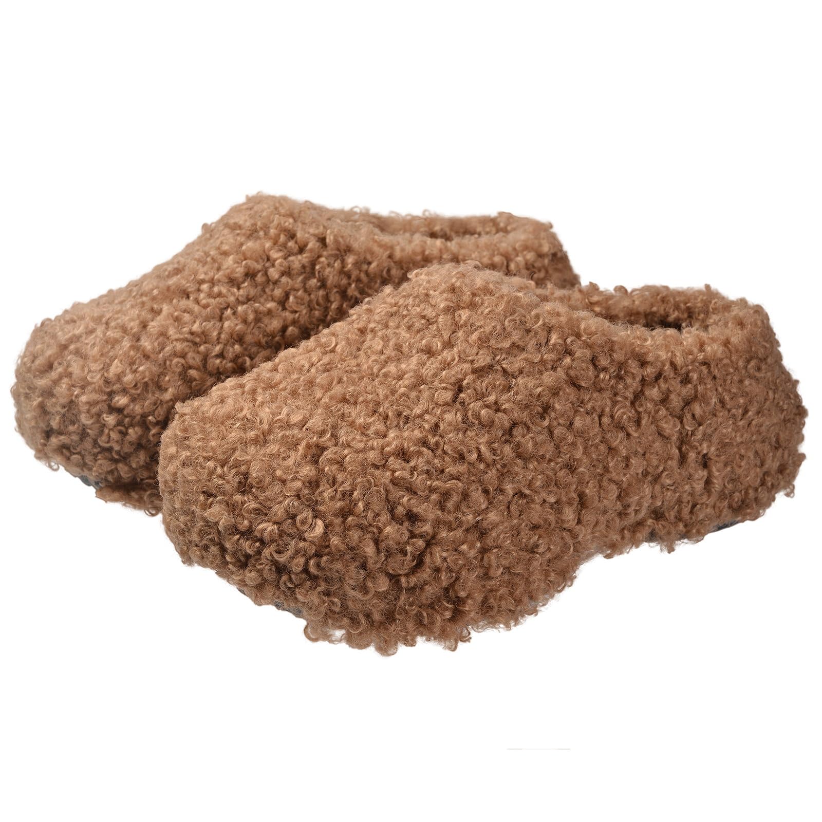 Harssidanzar Damen Pantoffeln mit flauschigem, pelzigem, lockigem Kunstfell, EVA-Sohle, für Innen und Außen CL203EU