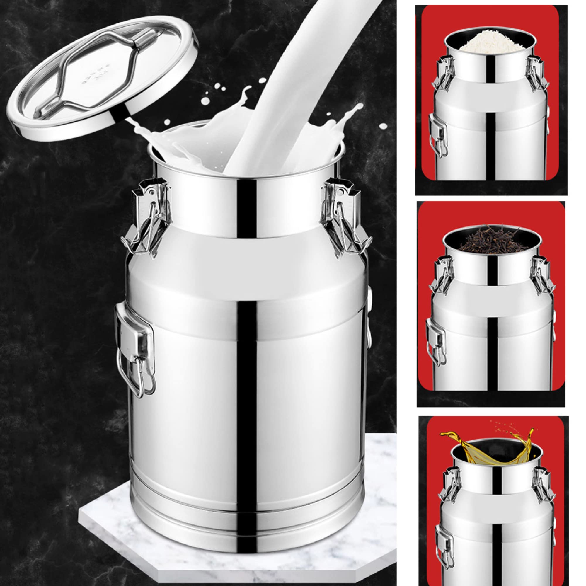 Contenedor de Acero Inoxidable para líquidos con Tapa hermética para Transporte y Almacenamiento.
