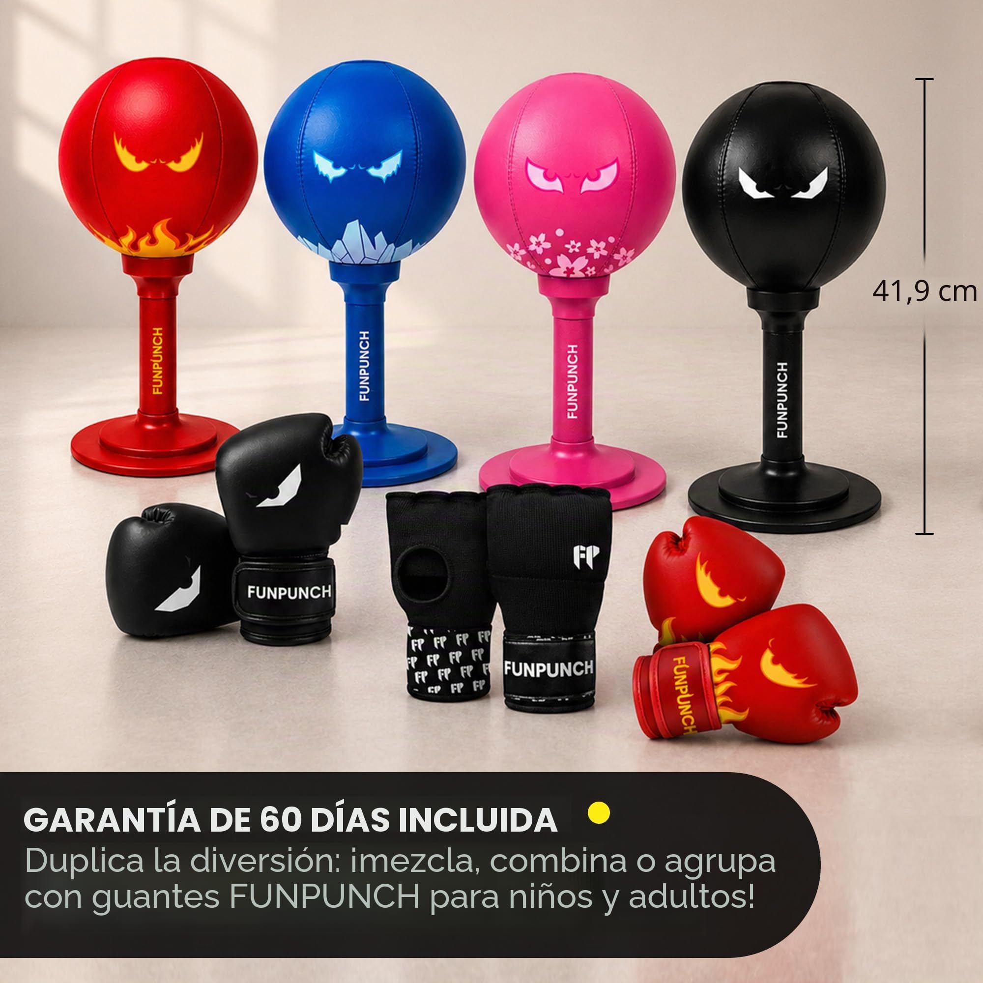 Saco de Boxeo de Escritorio - Innovador con Ventosa, Ideal para aliviar estrés, Entrenamiento de Reflejos y Enfoque. Hecho de Cuero y Espuma, Entrenamiento Intenso