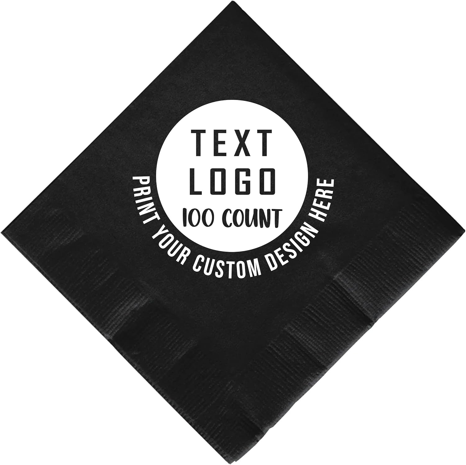 Personalized One-Color Imprint 3-Ply Premium Beverage Napkins for Parties and Events (Black Velvet, 100)