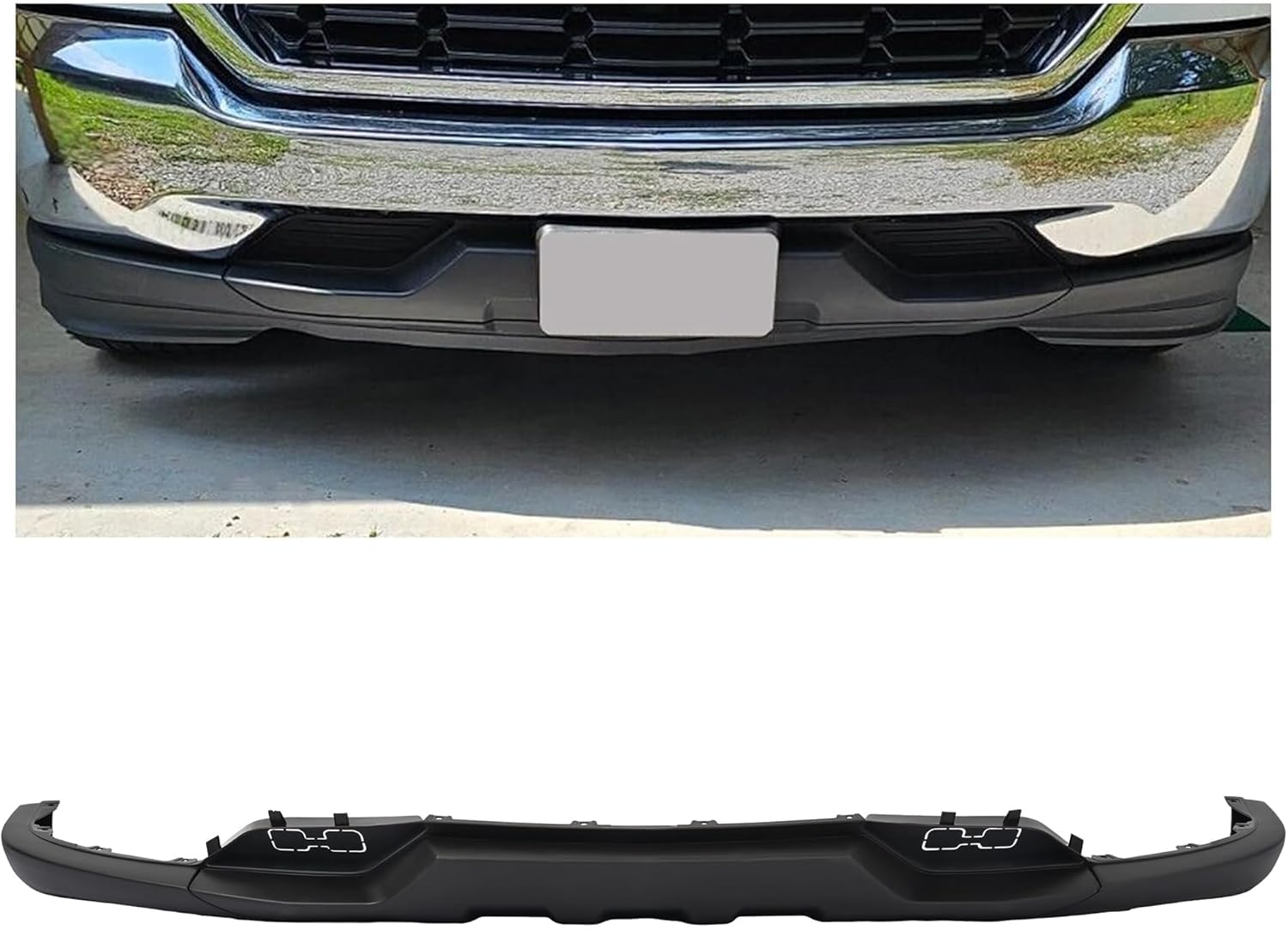 HECASA Front Bumper Lower Valance Compatible with 2016-2019 Chevrolet Chevy Silverado 1500 LD Replacement for 84029773, GM1015134C W/Tow Hooks Holes Air Dam Deflector PP Plastic Black