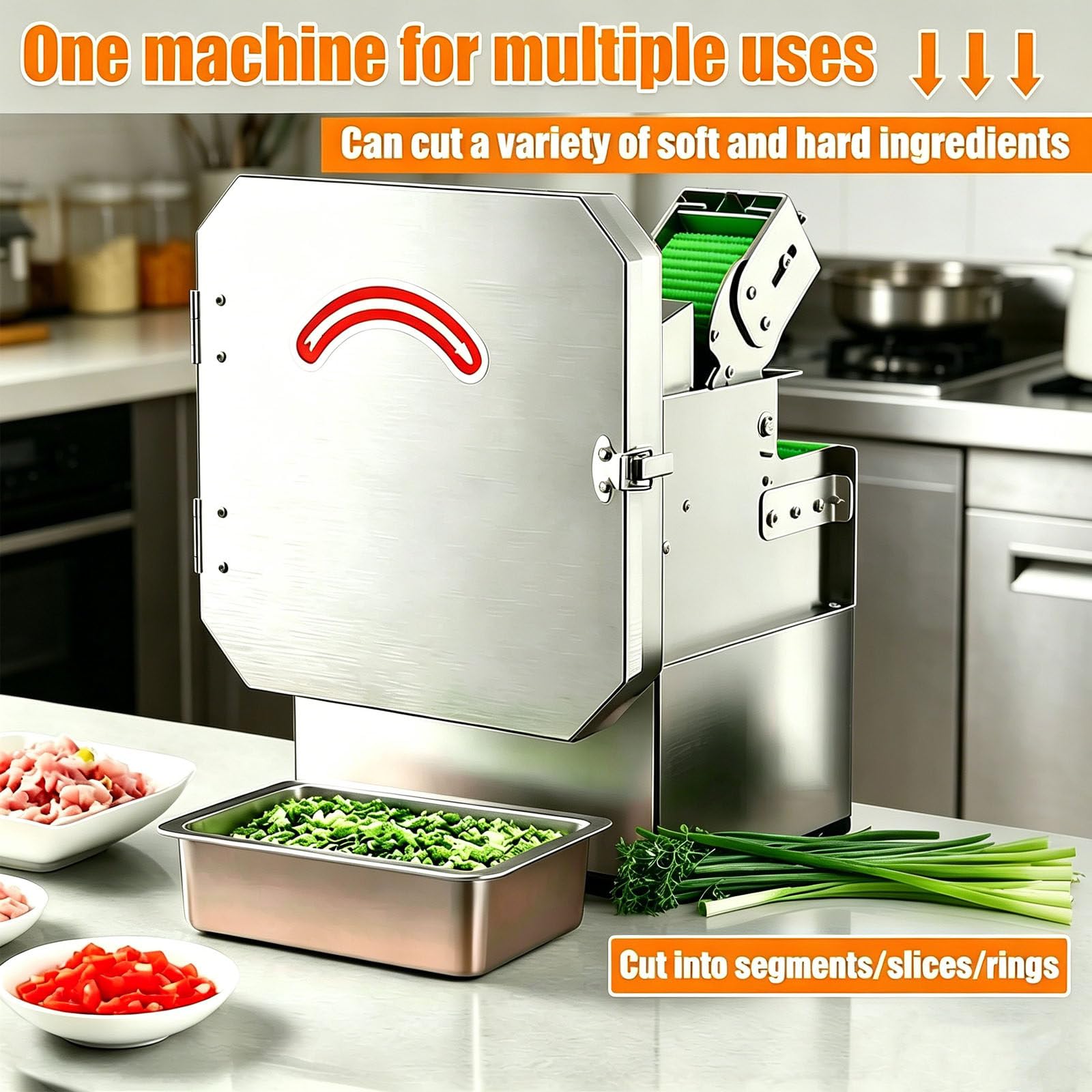 Cortadora de Verduras eléctrica Comercial, Grosor Ajustable, Equipada con 3 Motores Integrados, para restaurantes y cocinas domésticas