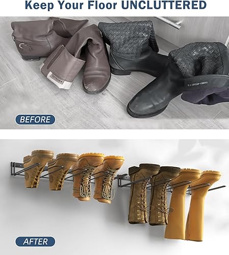 Miniatura 2 de Estante para Botas Colgador de Waders Montado en Pared - (4 Pares) Organizador de Botas de Metal Resistente, Soporte Alto para Zapatos para Armario,