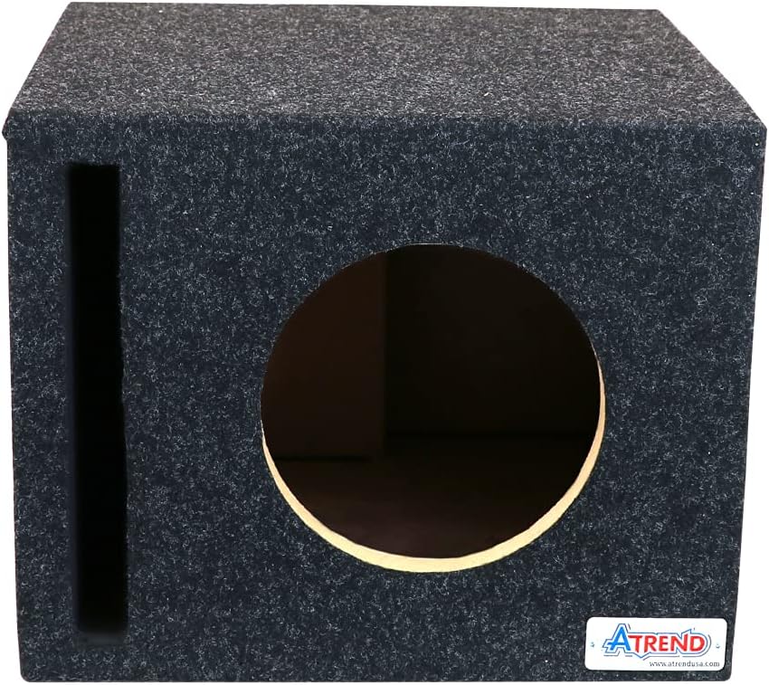 Atrend 8 inch Single Vented SPL Tune Subwoofer Box - Improves Audio Quality, Sound & Bass - Woofer Specific Enclosure Certified - Designed, Engineered in USA - Nickel Finish Speaker Terminal