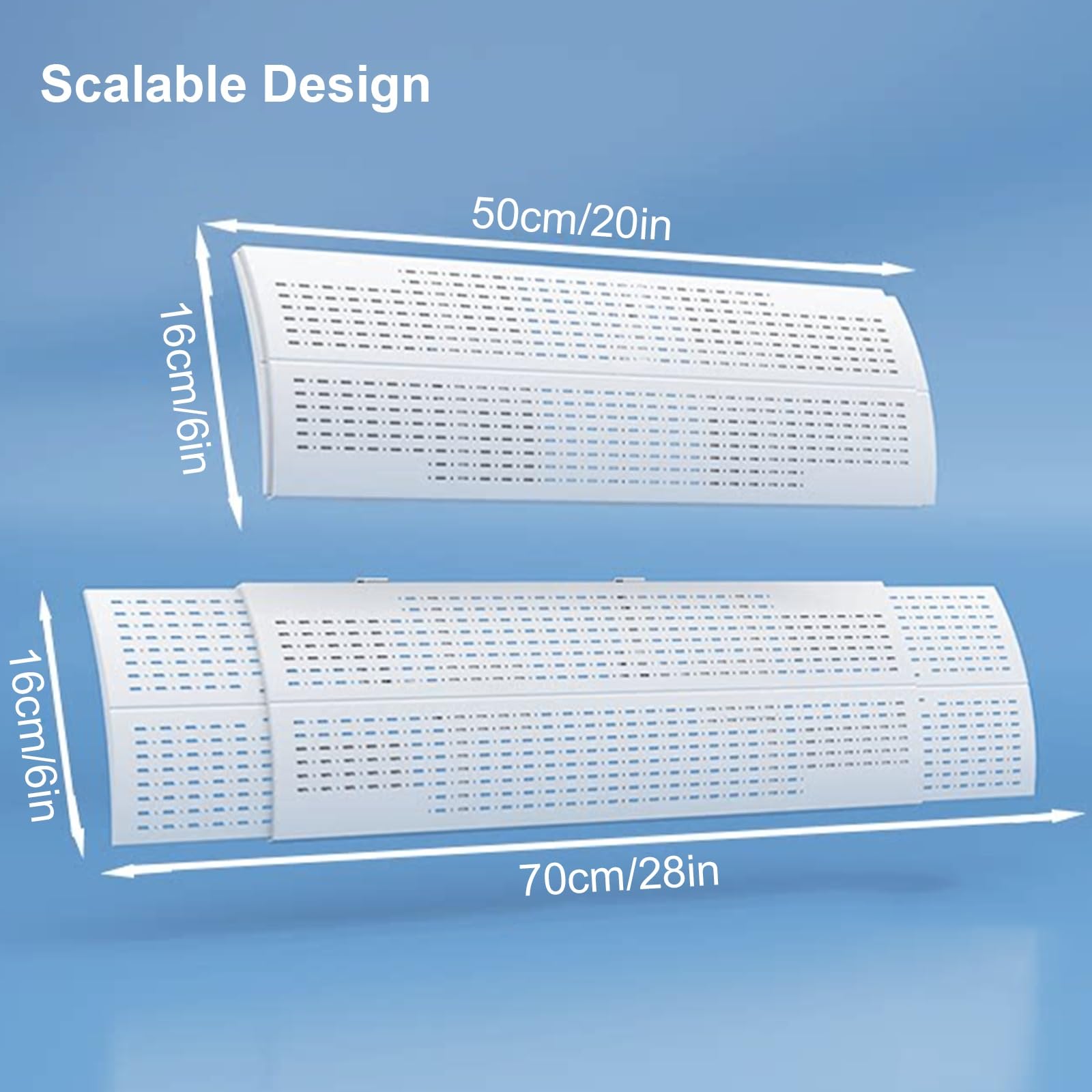 Set di 4 Deflettore Condizionatore a Soffitto, Deflettori per Condizionatori Regolabili, Anti-Flusso D'aria Diretto, Estensibili da 50 a 70 cm, Installazione a Clip