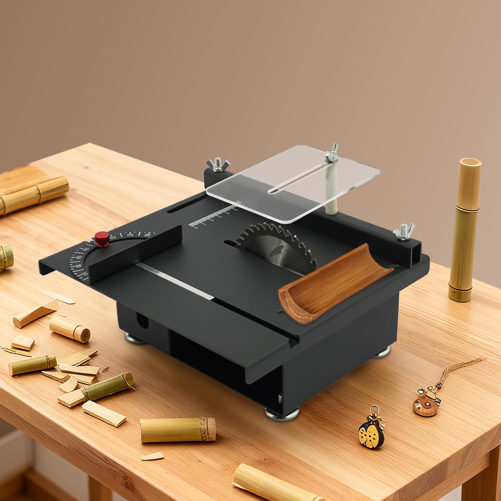 Mini stołowa pilarka tarczowa, 200 W, wielofunkcyjna, przenośna, precyzyjna, "zrób to sam", miniaturowa stołowa pilarka tarczowa, 10000 obr./min, mała stołowa piła tarczowa, 0-90°, 7 stopni prędkości