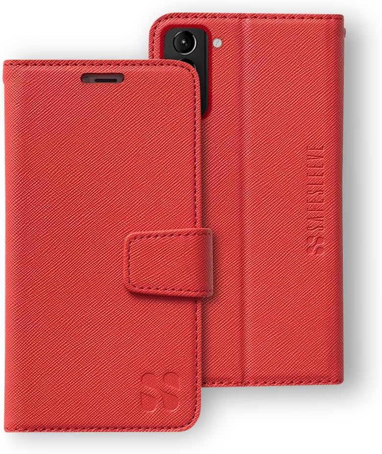 SafeSleeve EMF Protection Anti Radiation - Compatible with Samsung Galaxy Case: Galaxy S24 Plus RFID EMF Blocking Wallet Cell Phone Case (Red)