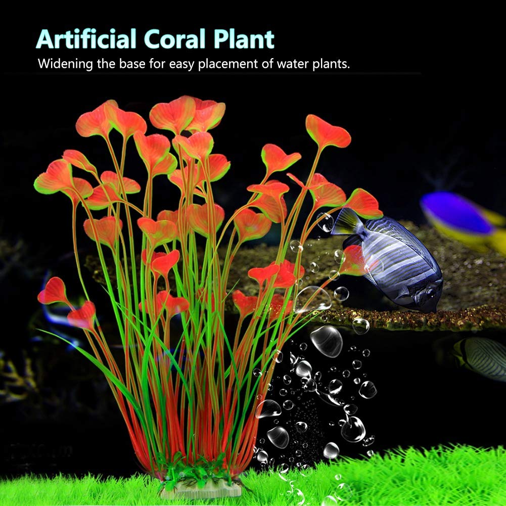 Pianta Acquatica Artificiale 40cm Pianta Artificiale Acquario 40 Cm - Decorazione Plastica Verde Con Base Ceramica Per Pesci Sfondo Acquario