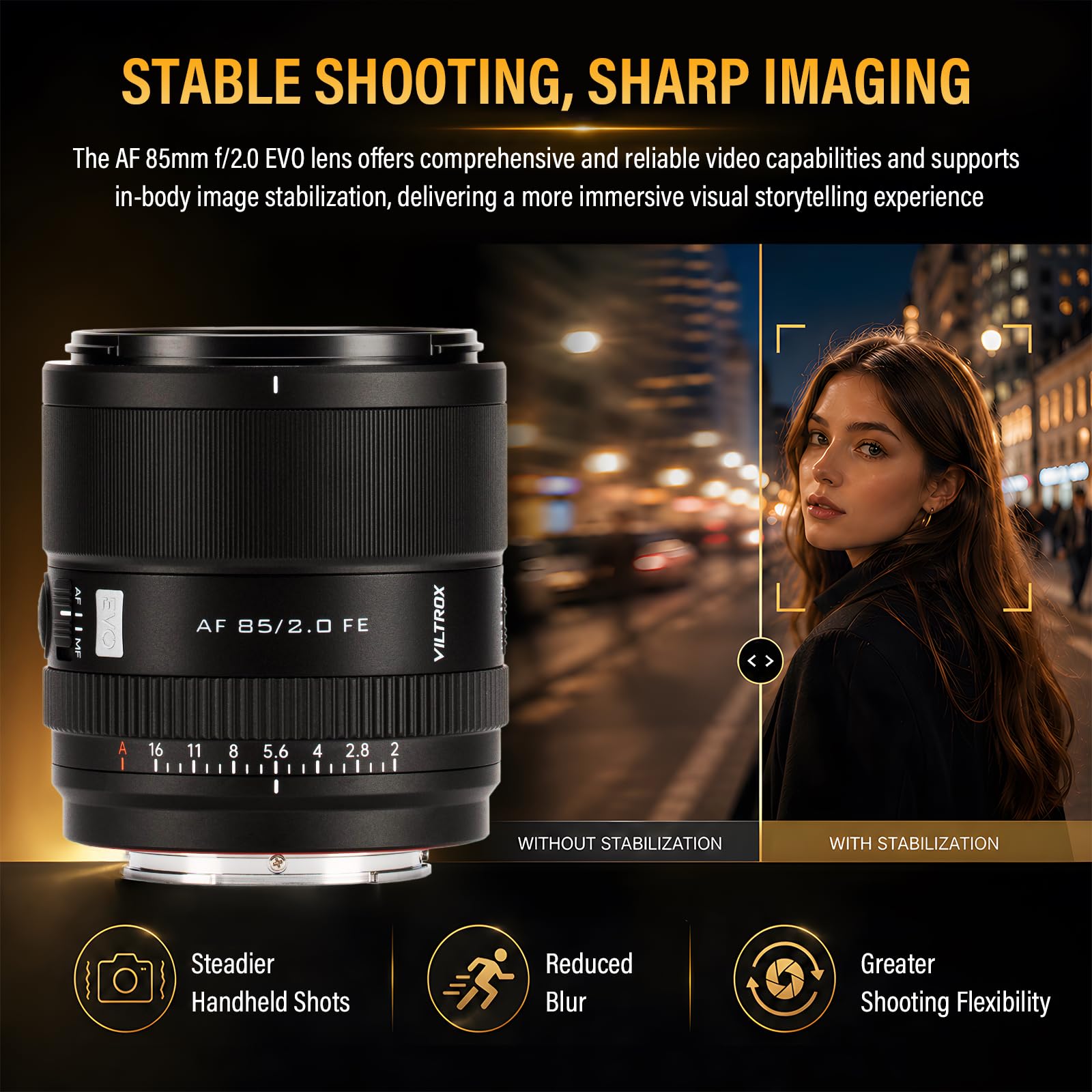 VILTROX 85mm F2.0 EVO FE Mount Fotográfico Objetivo con Sony E Camera Lenses Full Frame Gran Apertura Autofoco para Sony A93 A7CII ZVE1 A7RV FX3 A1 A7C ZV-E10II FX30 A6700 A5000