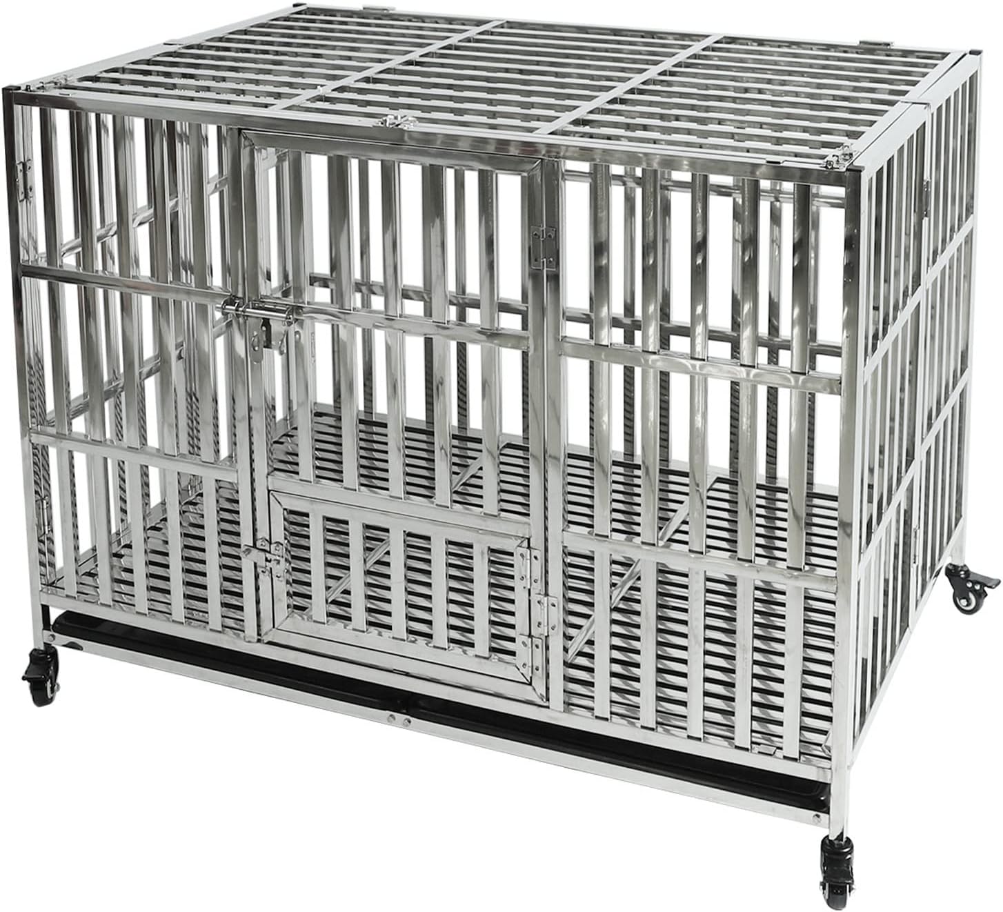 Ptehipop 47" Stackable Stainless Steel Dog Crate Heavy
