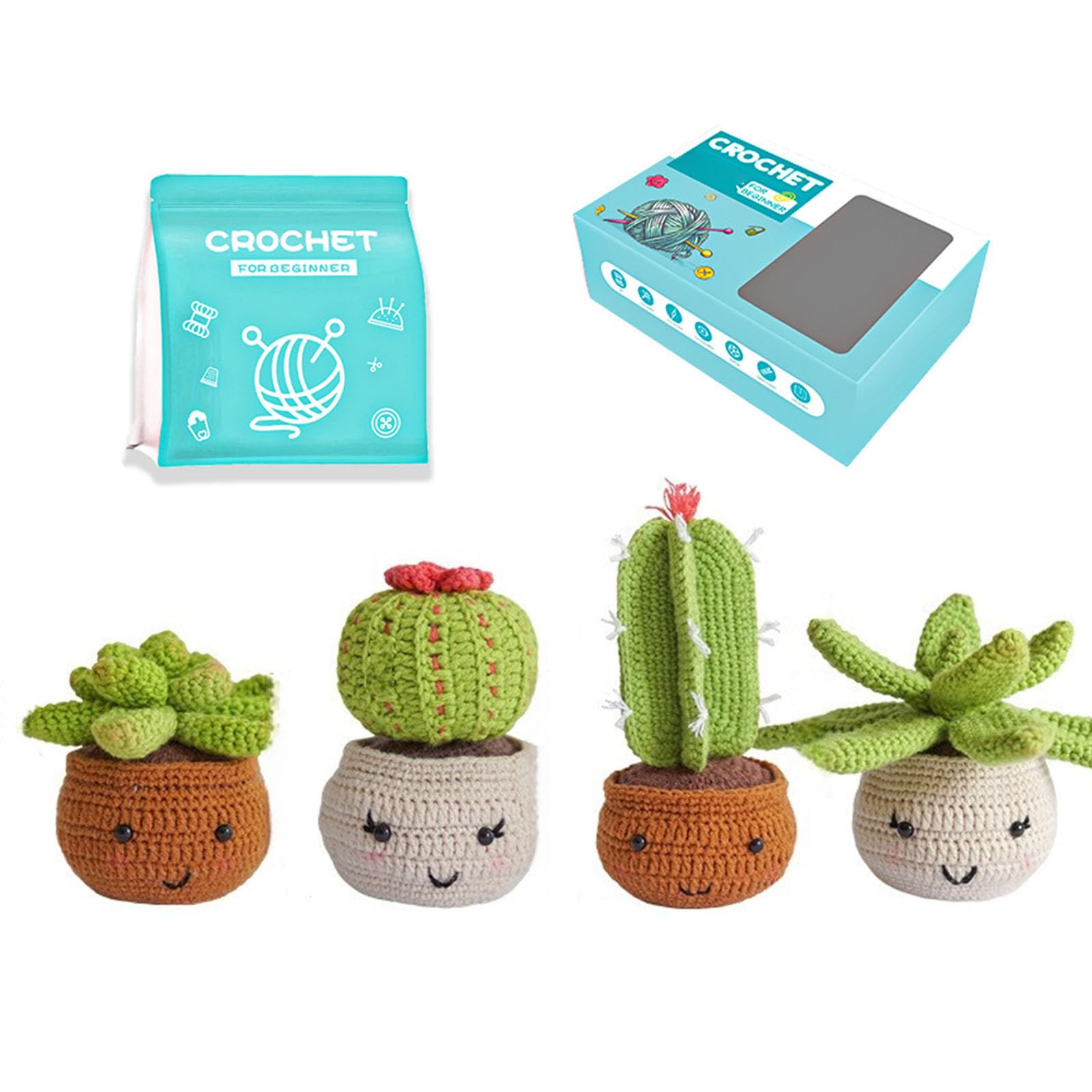 carotoe Flower Set with Step-by-Step Tutorial Instruction Crochet Potted Plant Crochet Knitting Supplies for Beginner Hook Set for Beginner