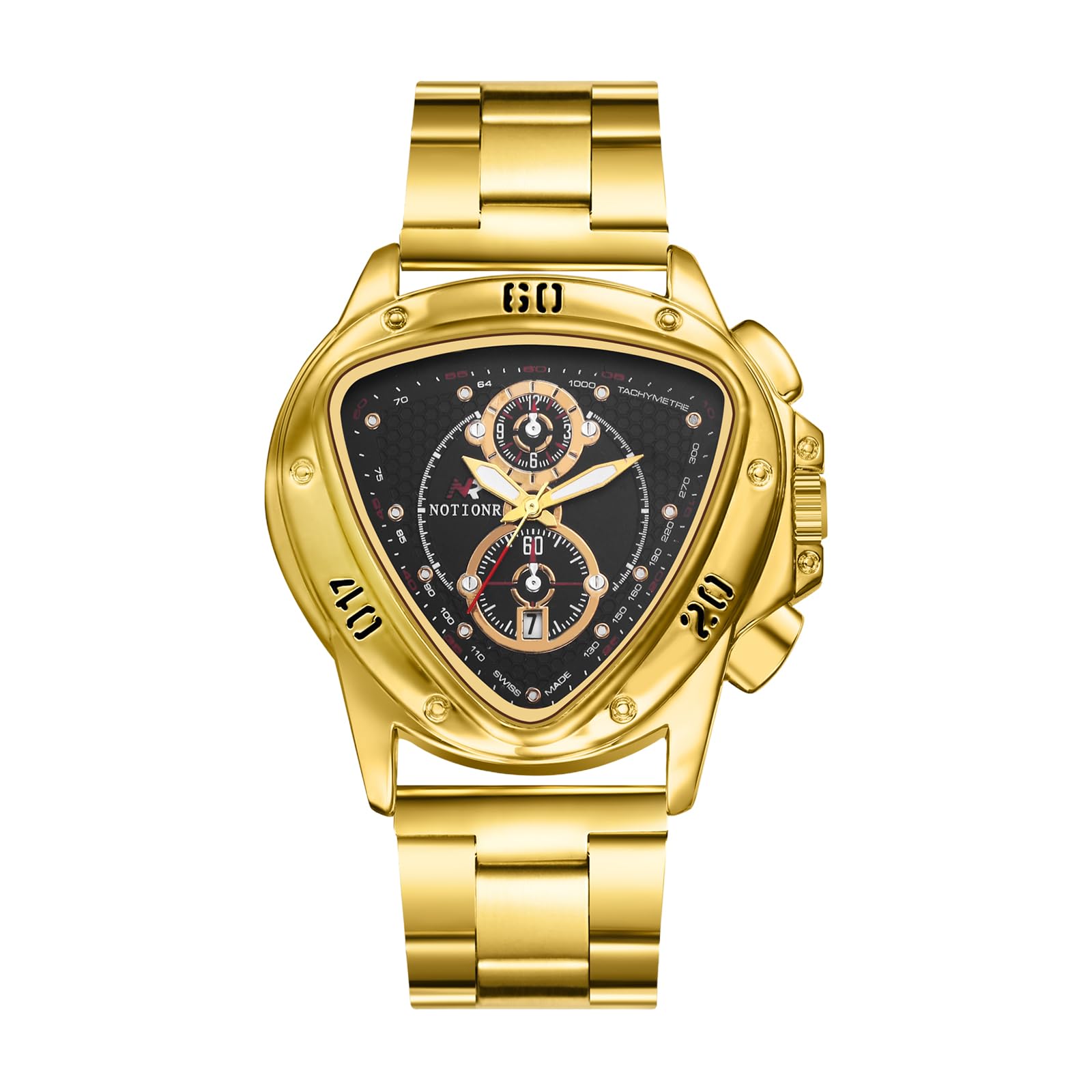 OIDEA Herren Armbanduhr Dreieckig Edelstahl: Schwarz Silber Gold Armband Herrenuhr Analog Quarz Leuchtzeiger mit Punktmarkierung Zifferblatt Kalender Geschäft Lässige Uhr Geschenk für Männer