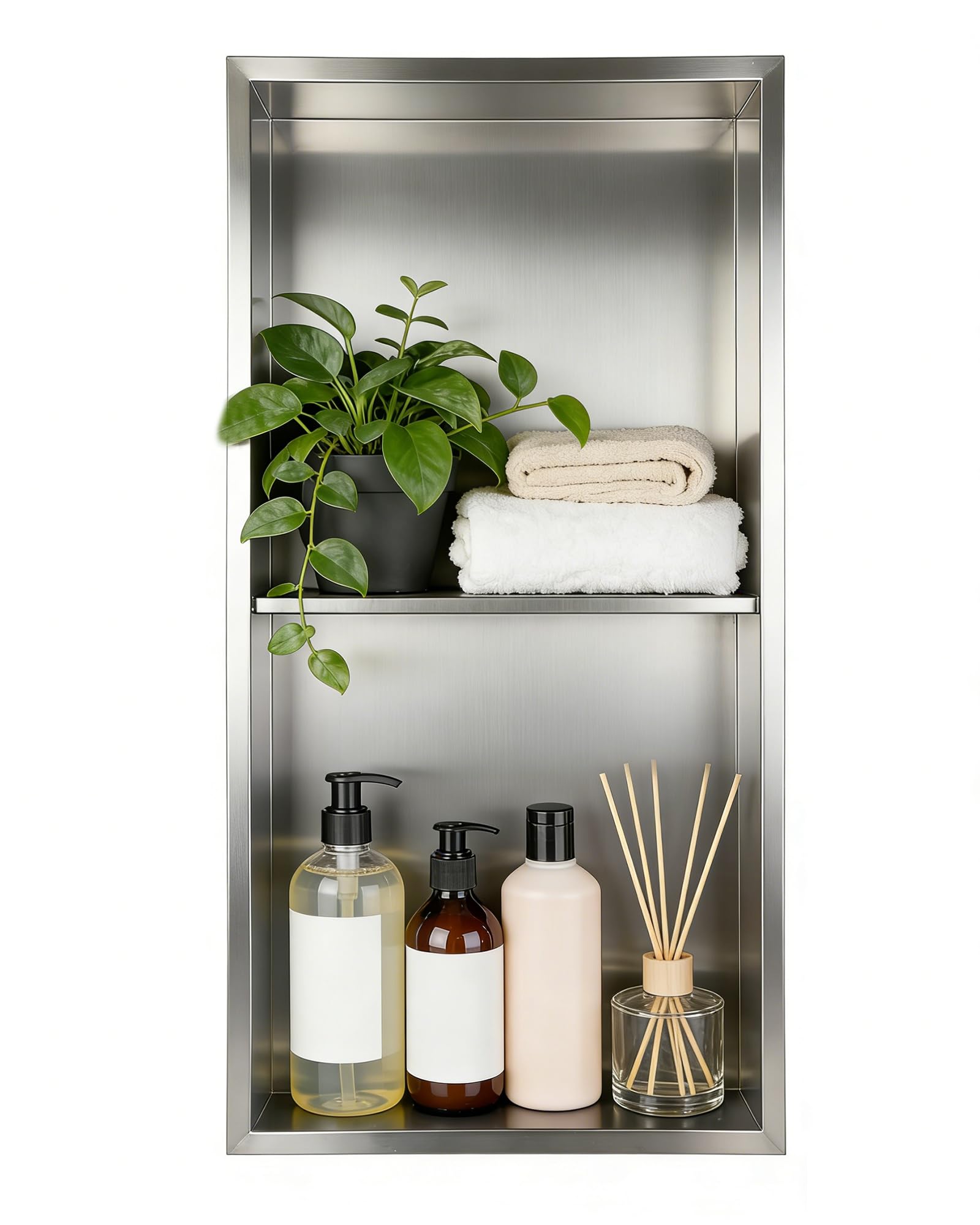 Niche encastrée en acier inoxydable noir mat 30x62 cm design luxe
