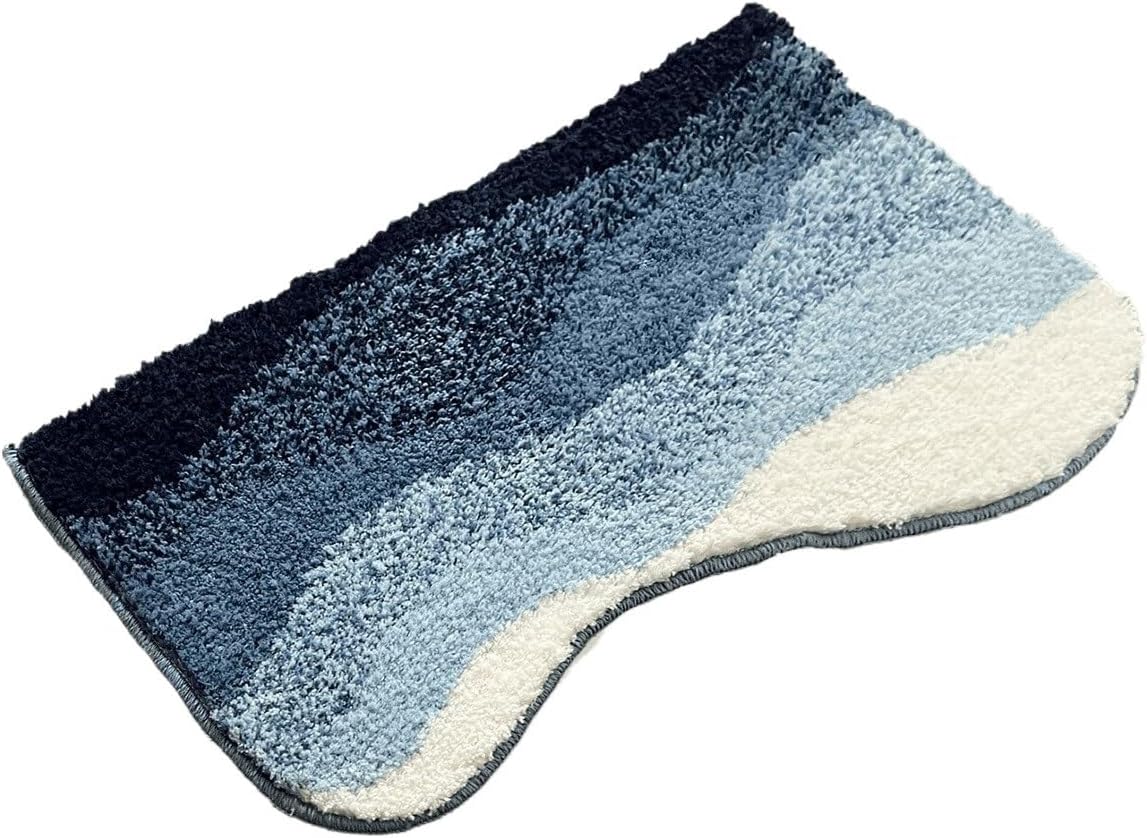 50 * 80cm Corrugate-Shaped Bedroom Rug Bath Rug Soft Fluffy Bedside Carpet Floor Pad Mat Doormat Home Room Decor(Blue,40x60cm)
