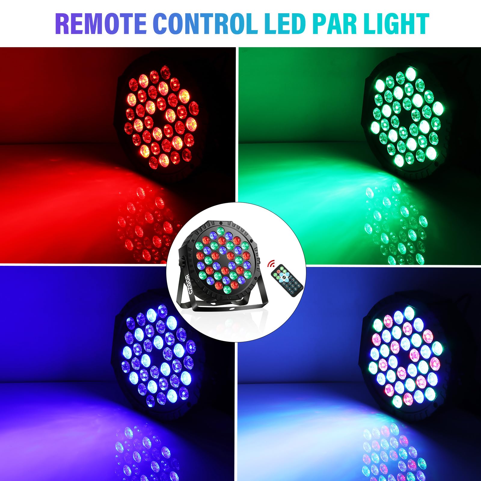 Luci da palcoscenico a LED, 36 W, RGB, con suono attivato, riproduzione automatica tramite telecomando e controllo DMX, luci per eventi, matrimoni, feste, club, feste di Natale
