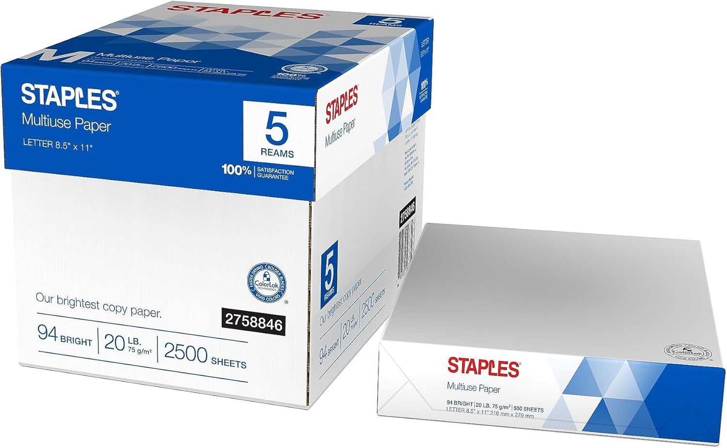 Staples Multiuse 8.5-Inch X 11-Inch Copy Paper 20 Lbs 94 Brightness 500/Rm 5 Rm/Ct