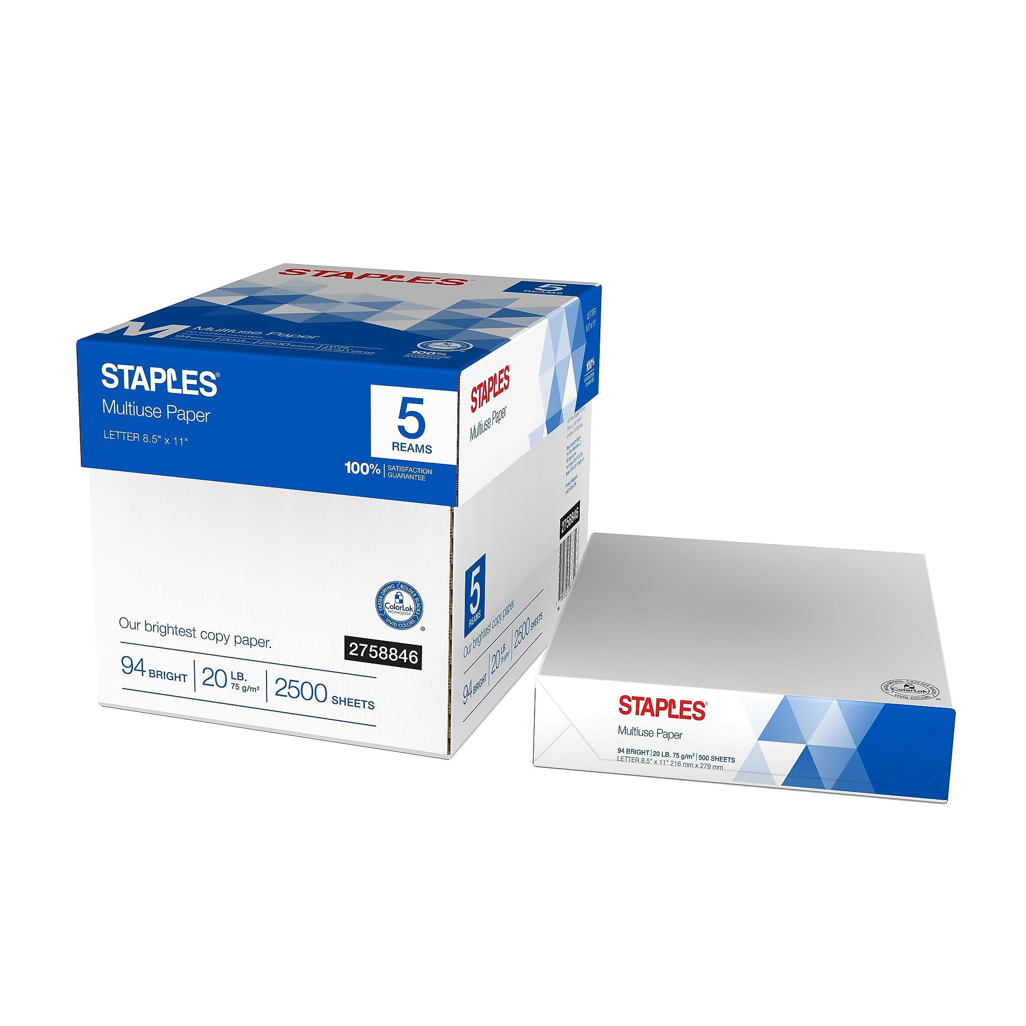 Staples Multiuse 8.5-Inch X 11-Inch Copy Paper 20 Lbs 94 Brightness 500/Rm 5 Rm/Ct