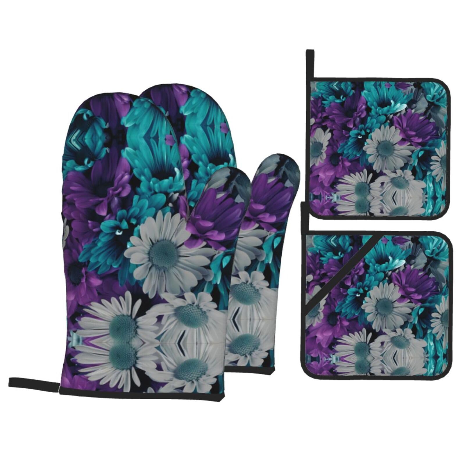 Accesorios para hornear de 4 piezas con estampado floral listos para cocina y parrilla