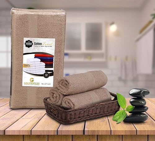 Miniatura 5 de Toallas del algodón para salones (paquete de 12, blanco, 16 x 27 pulgadas), absorción suave y secado rápido, toalla de mano para gimnasio, salón