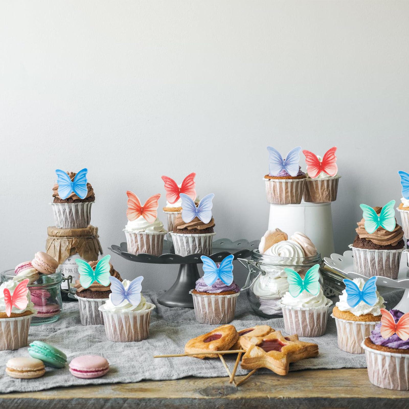 48 Stück Essbare Schmetterlinge Lila - Tortendeko Aus Esspapier