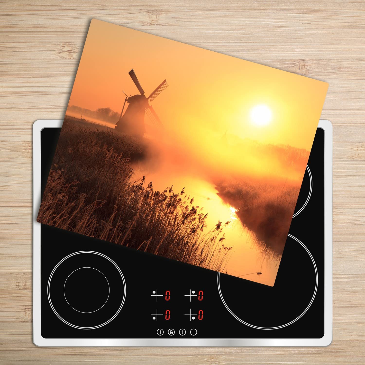Decormat Schneidebretter Spritzschutz Schutzbrett 60x52 cm Küche Gehärtetes Glas Herdabdeckplatte - Sonnenwindmühle