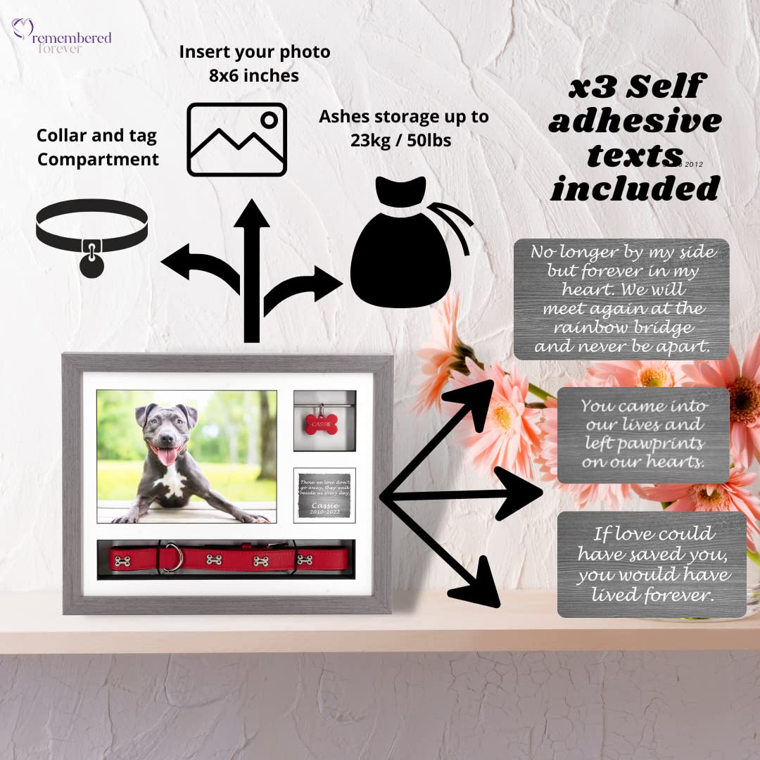 Dog Ashes Keepsake | Pet Urns for Dogs Ashes from Solid Wood | 14x11” Pet Memory Box with Pet Urn for Cat Dog Ashes | Pet Keepsake Urns for Dogs Ashes with Collar and Tag Gift Set (Grey)