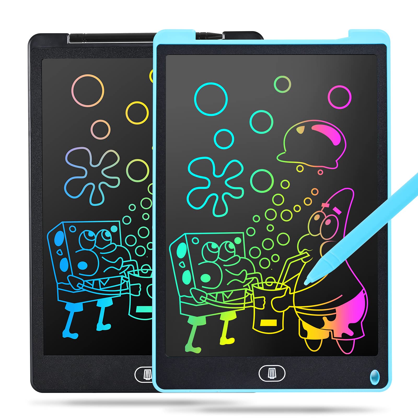 LCD Writing Tablet, Electronic Digital Writing &Colorful Screen Doodle Board,JKFENEOR Handwriting Paper Drawing Tablet Gift for Kids and Adults at Home School and Office,2Pcs - Black & Blue