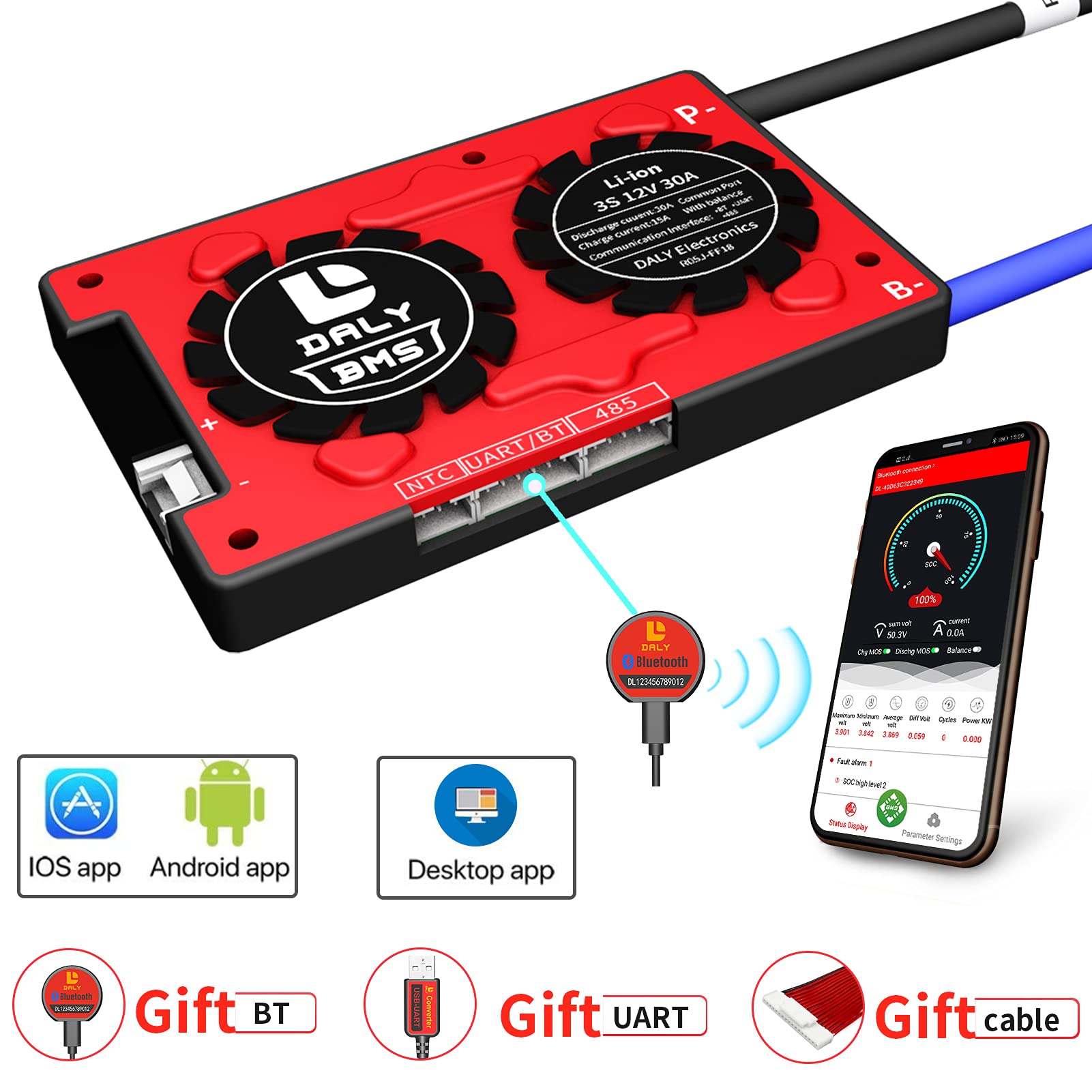 Amazon.com: DALY Smart BMS 3S 12V 30A Li-ion Battery Protection