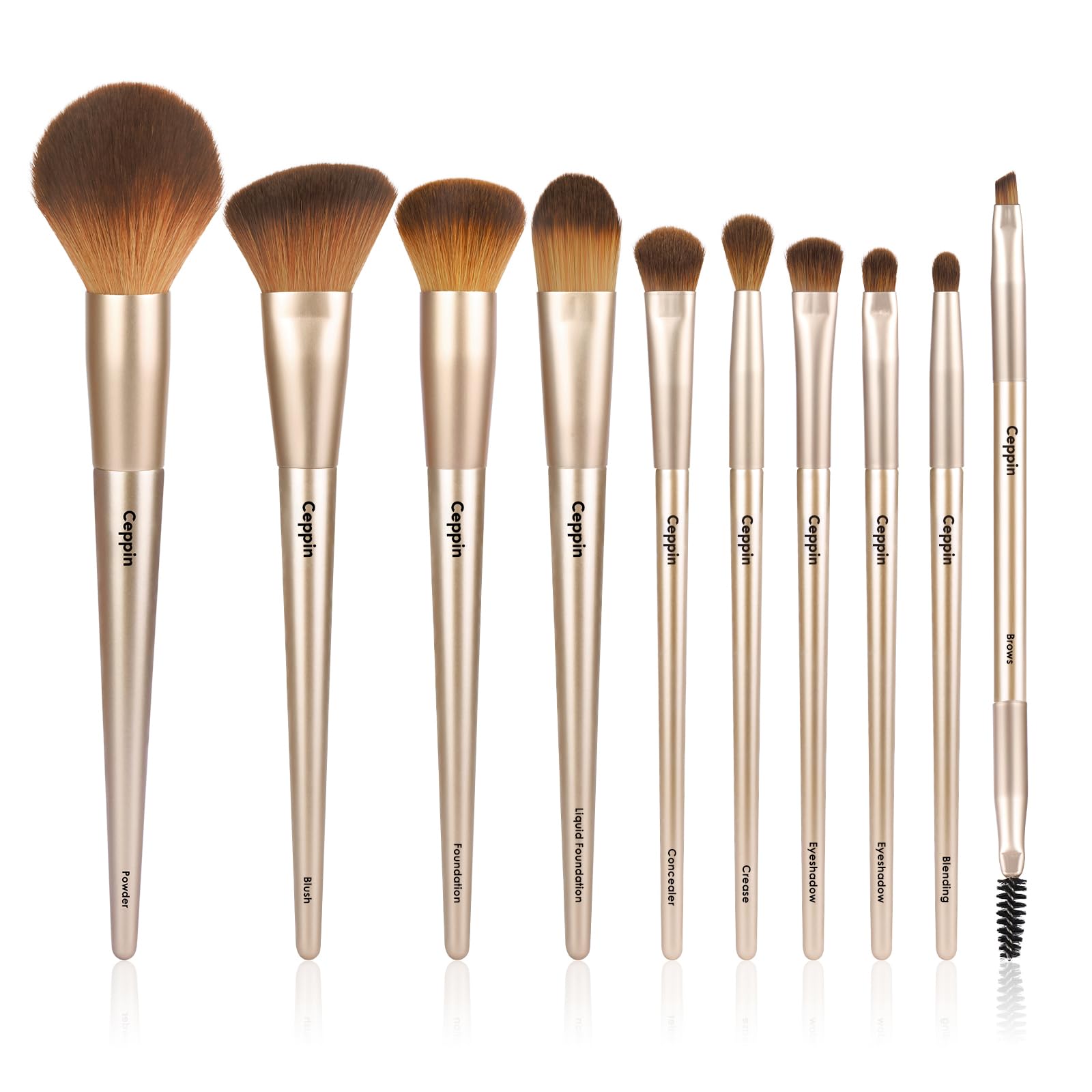 Ceppin Professional Makeup Brushes 10Pcs, Premium Synthetic Make Up Brush Set, Powder Foundation Contour Blush Concealer — beauty deal on Shopping With Noya